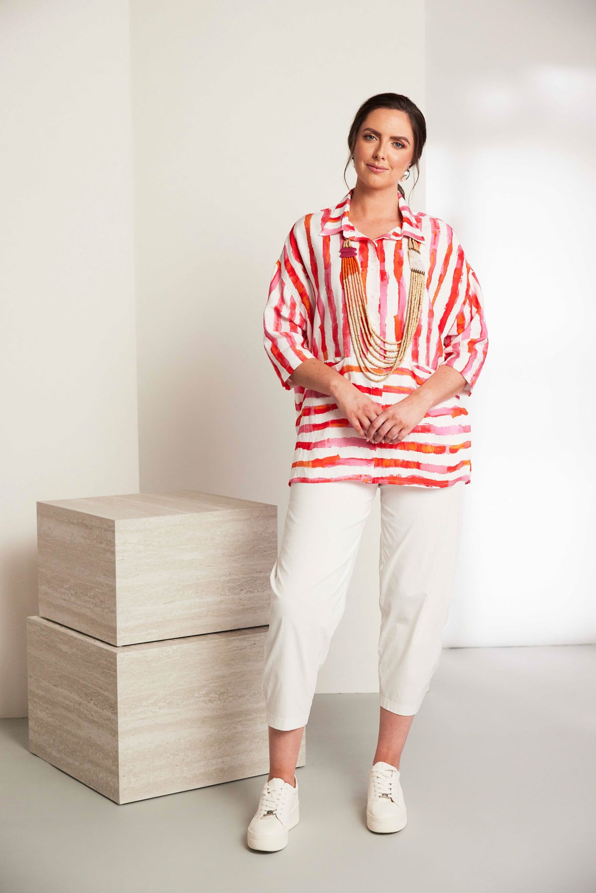 ORA Double Pocket Stripe Shirt