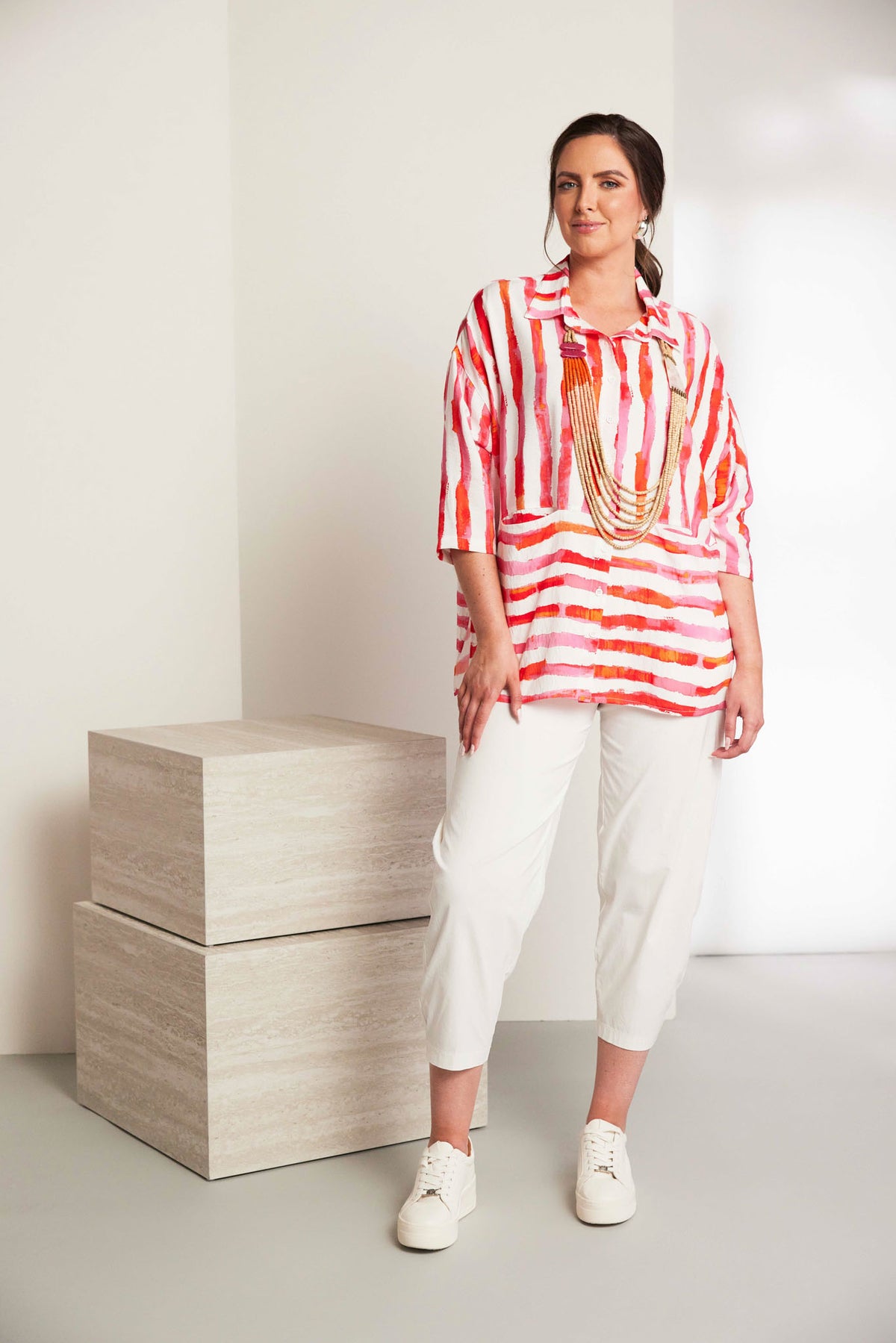 ORA Contrast Stripe Top