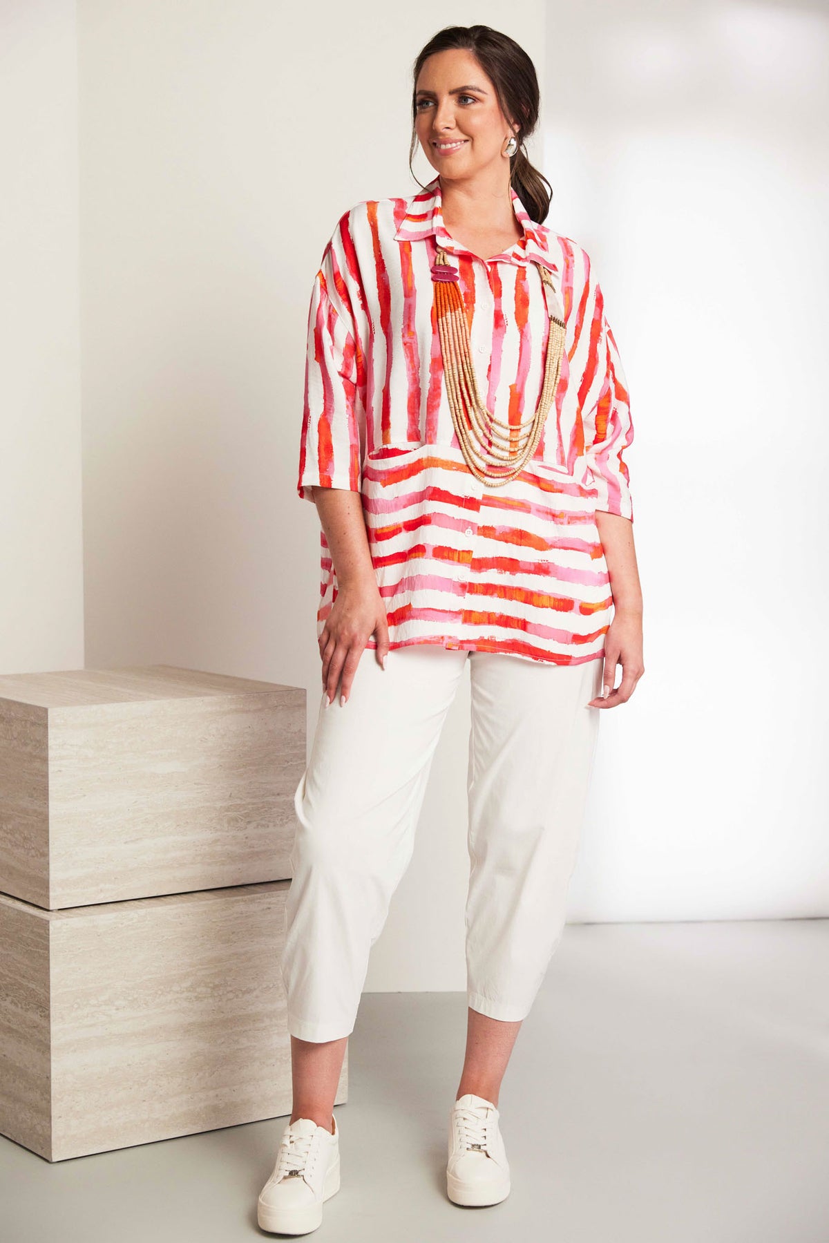 ORA Contrast Stripe Top
