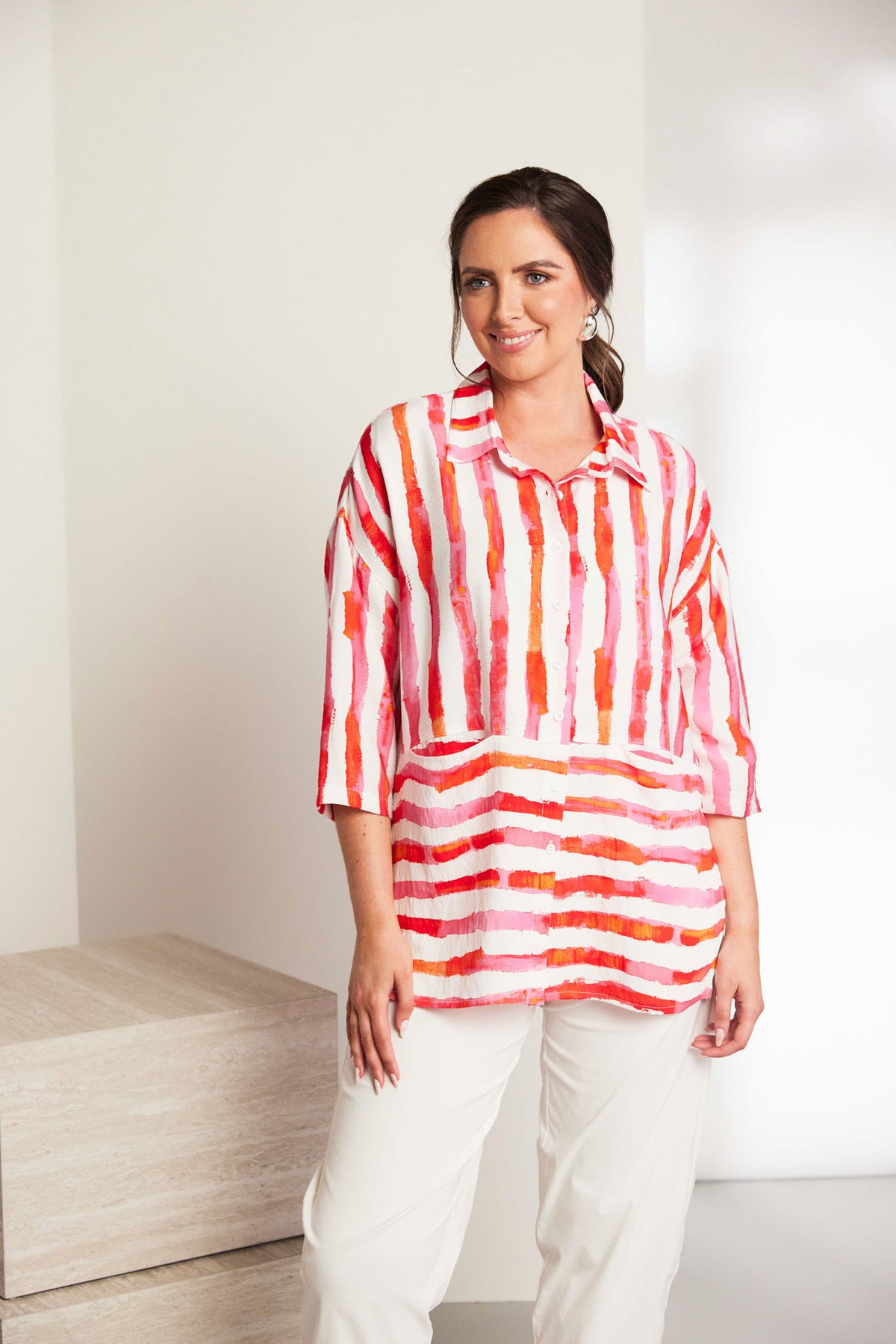 ORA Double Pocket Stripe Shirt