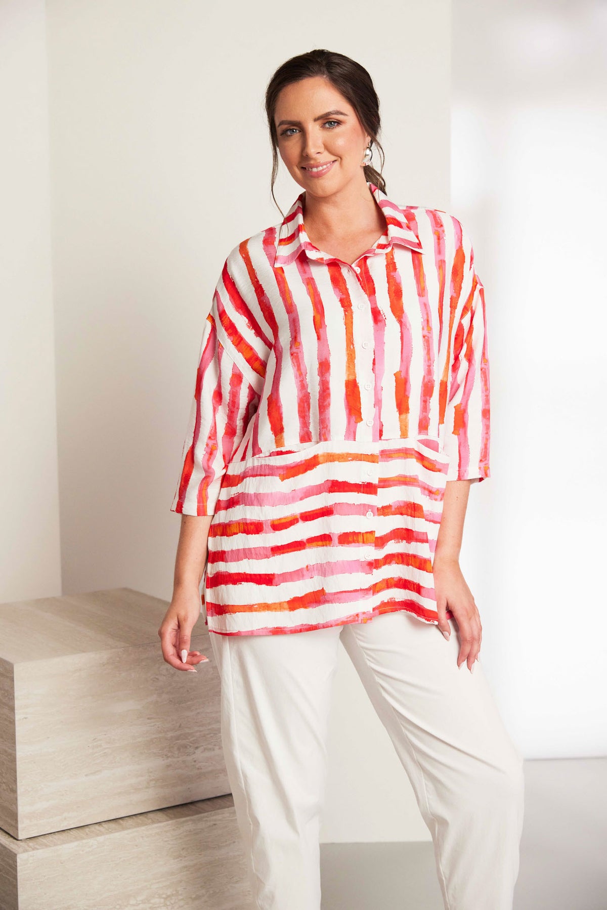 ORA Contrast Stripe Top