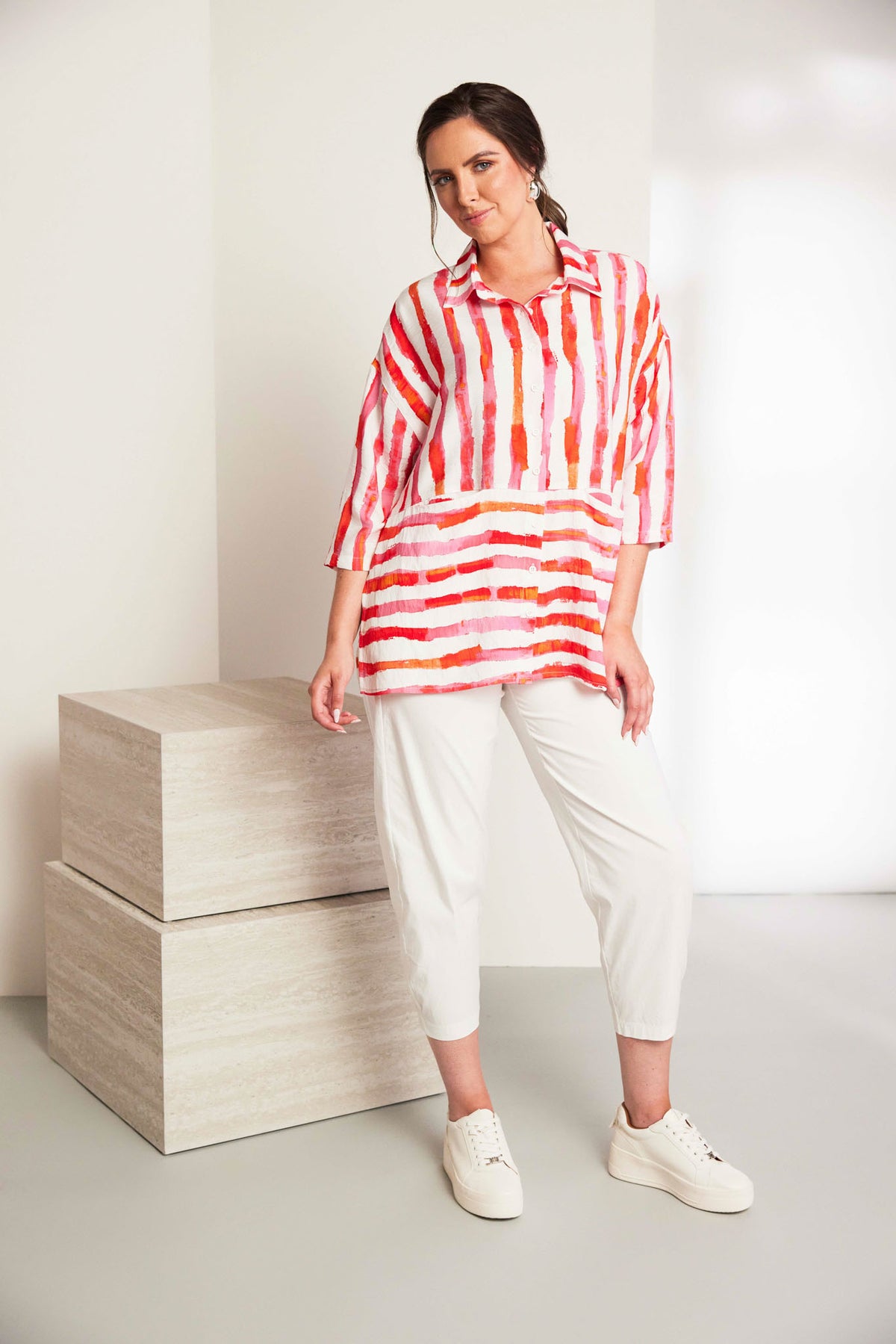 ORA Double Pocket Stripe Shirt