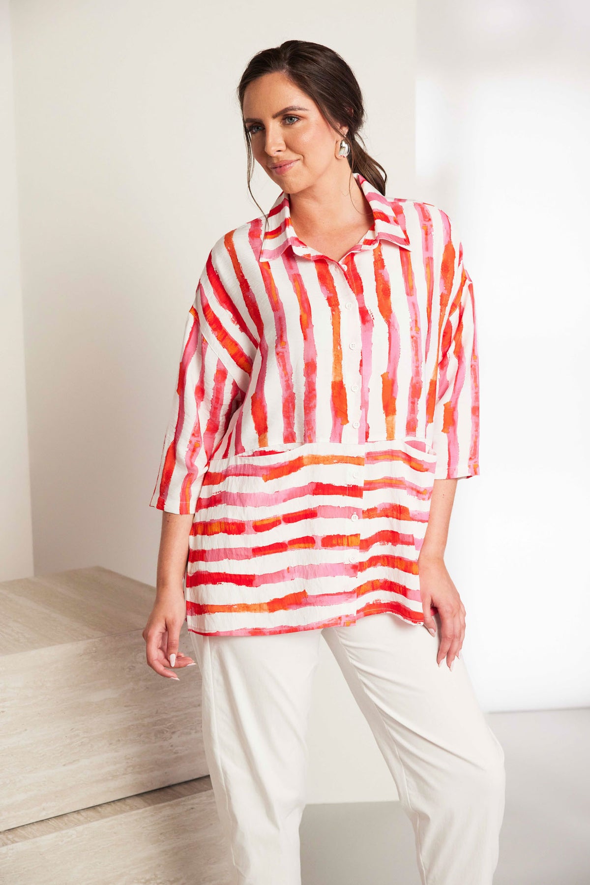 ORA Contrast Stripe Top