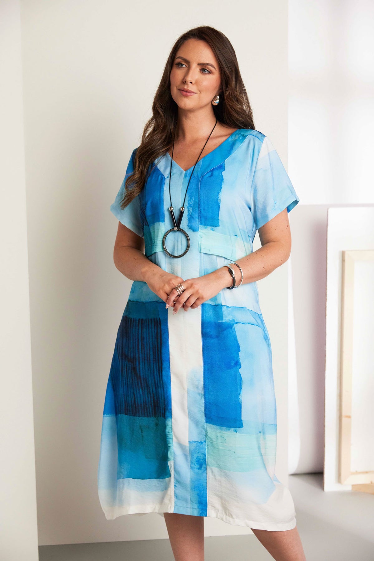 ORA Watercolour Block Dress