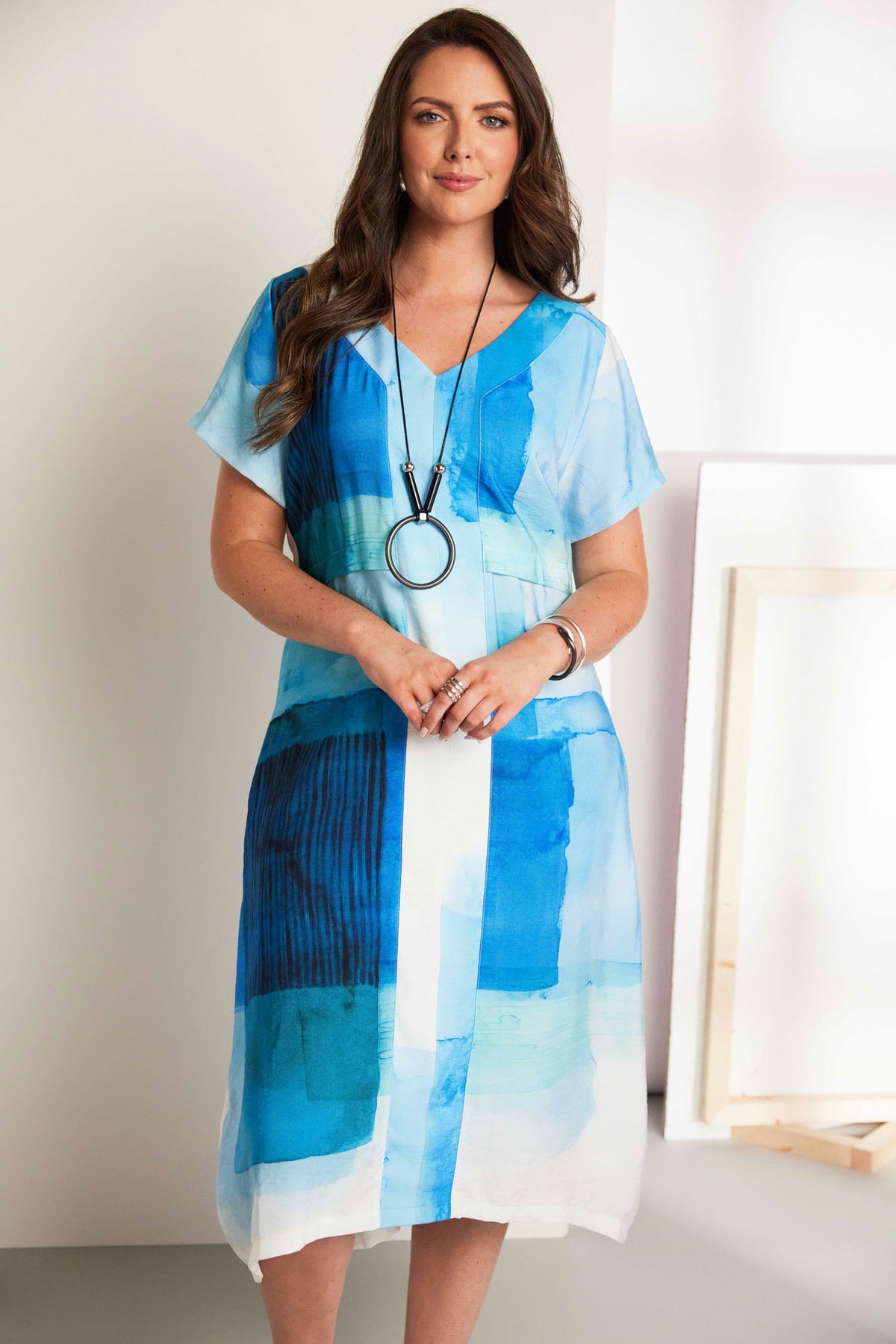 ORA Watercolour Block Dress
