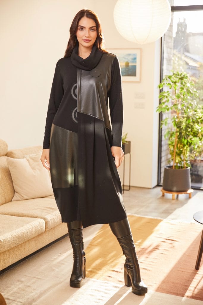 ORA Pleather Snood Dress