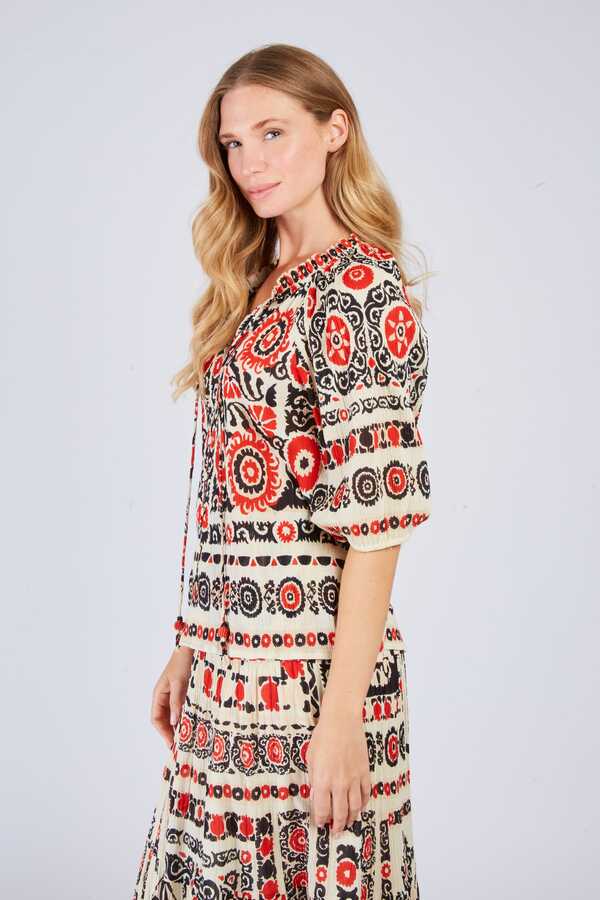 Derhy Tile Print Blouse