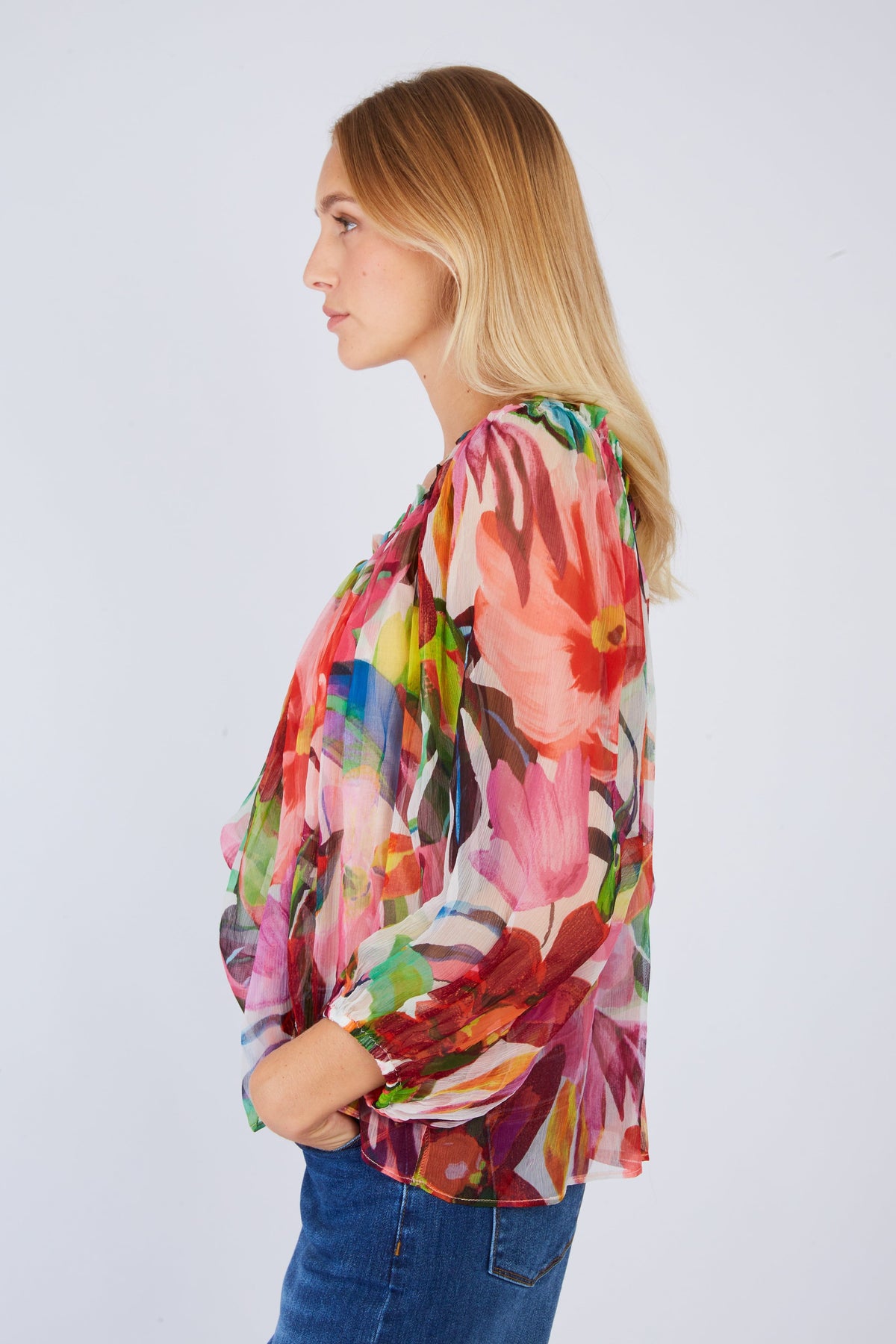 Derhy Big Flower Chiffon Top