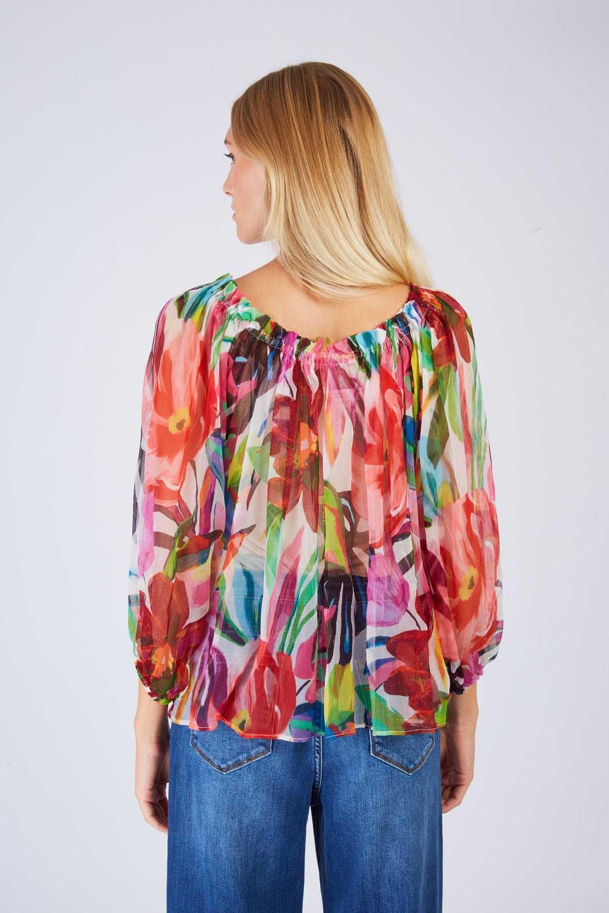 Derhy Big Flower Chiffon Top