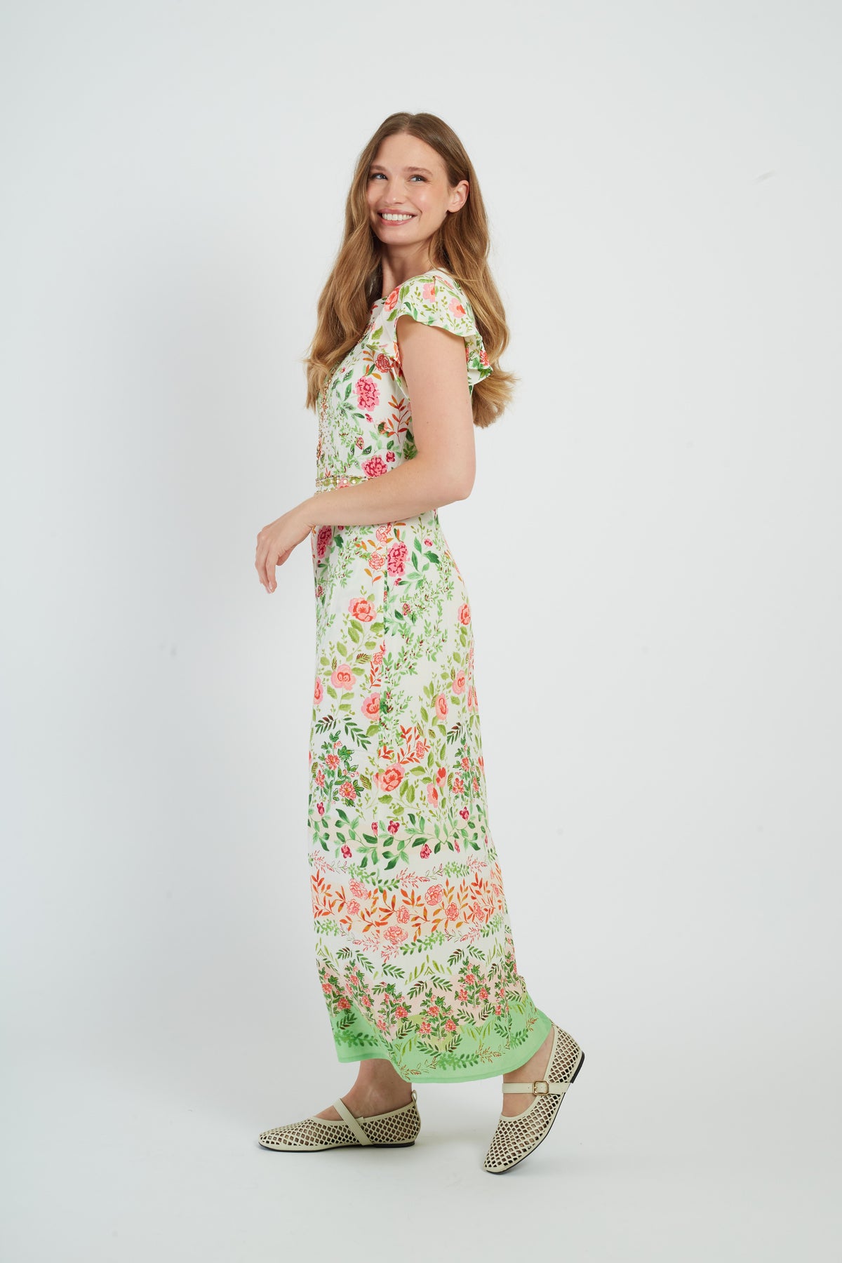 Derhy Fluted Sleeve Dress