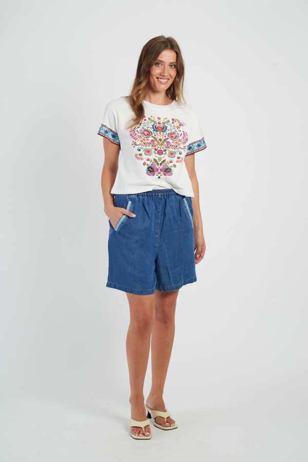 Derhy Paisley Motif T-Shirt