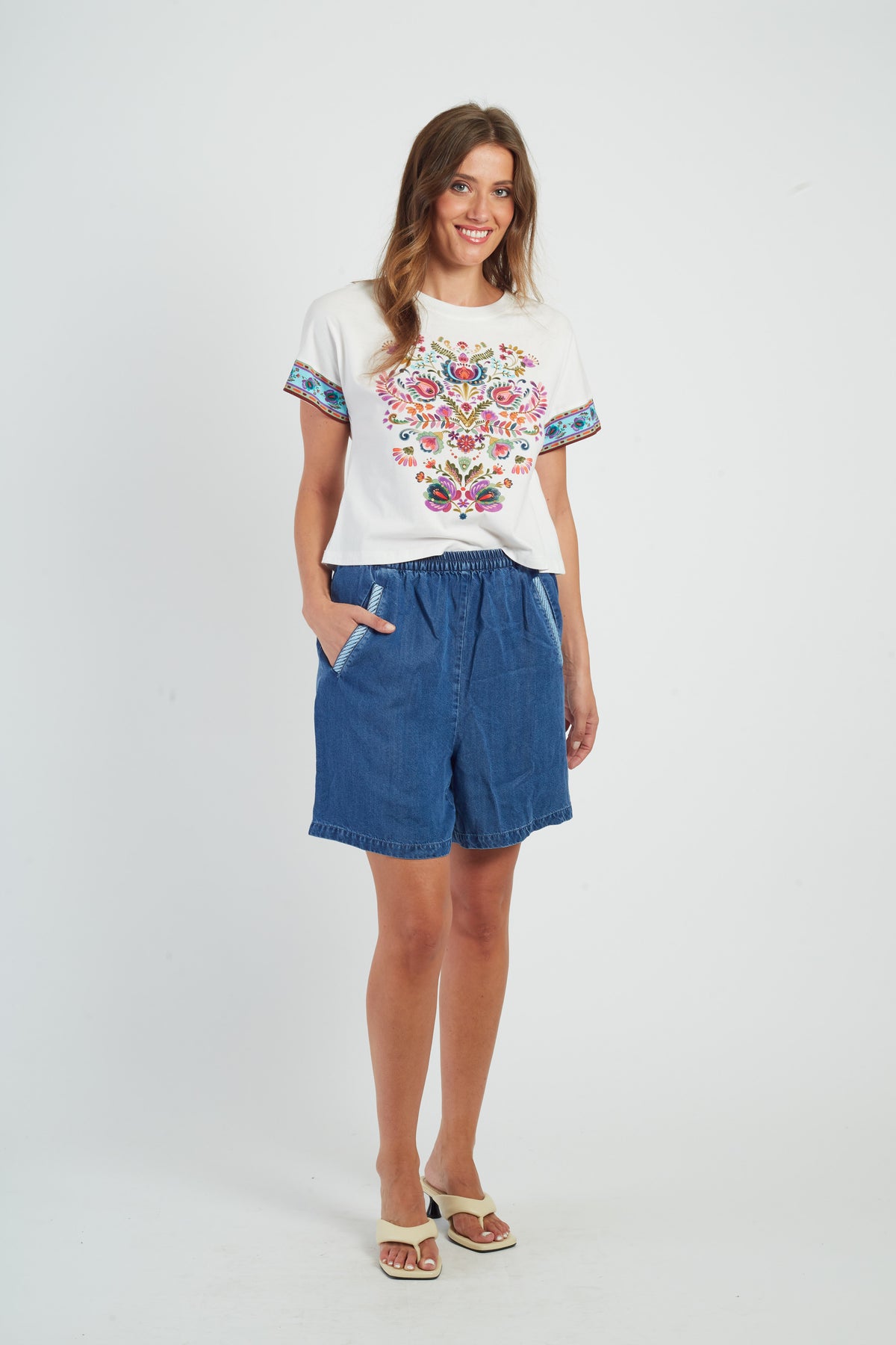 Derhy Paisley Motif T-Shirt