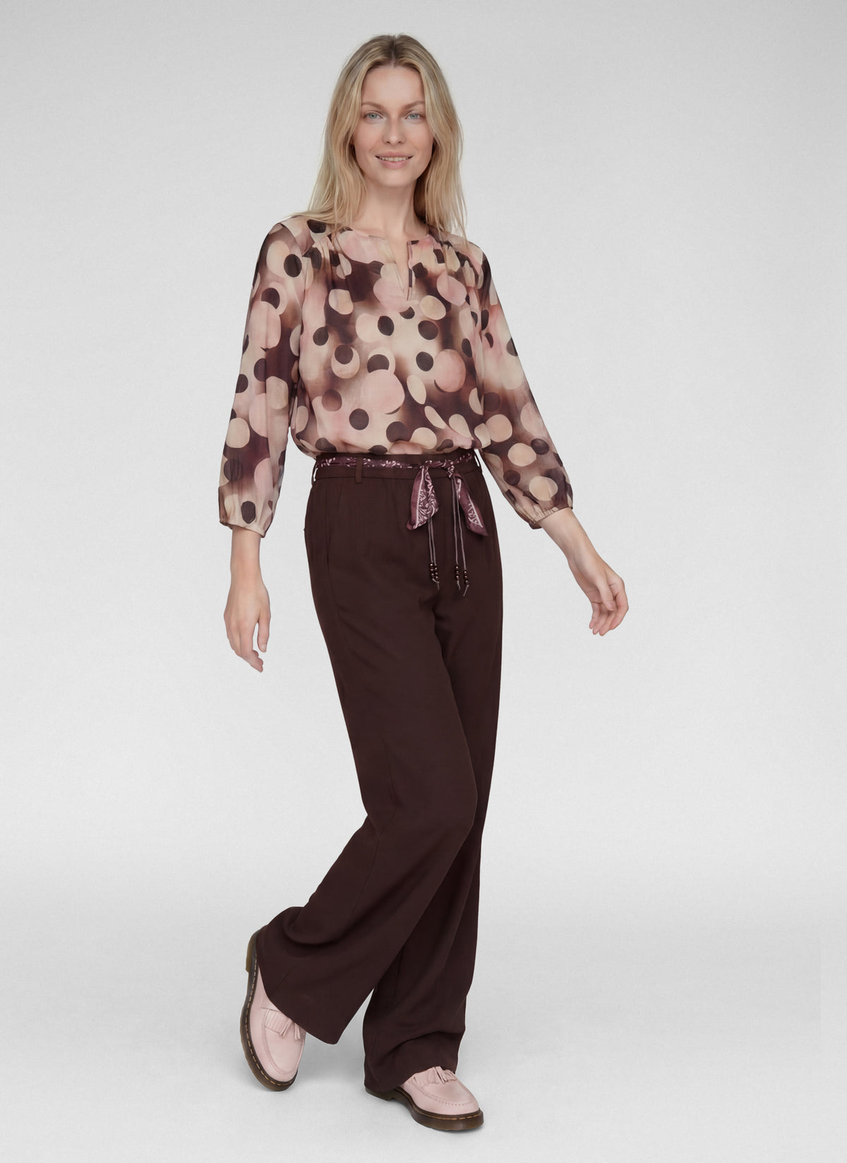 RABE Print V Neck Blouse