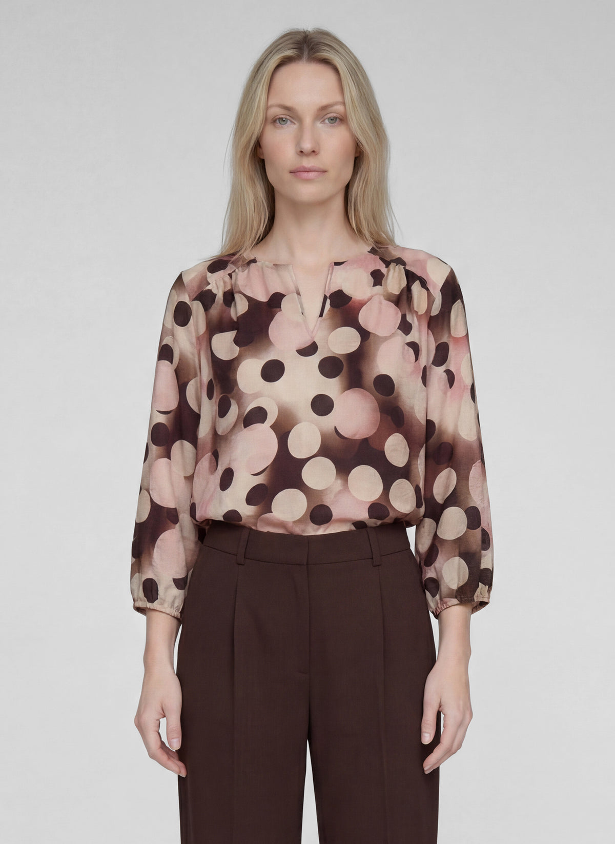 RABE Print V Neck Blouse