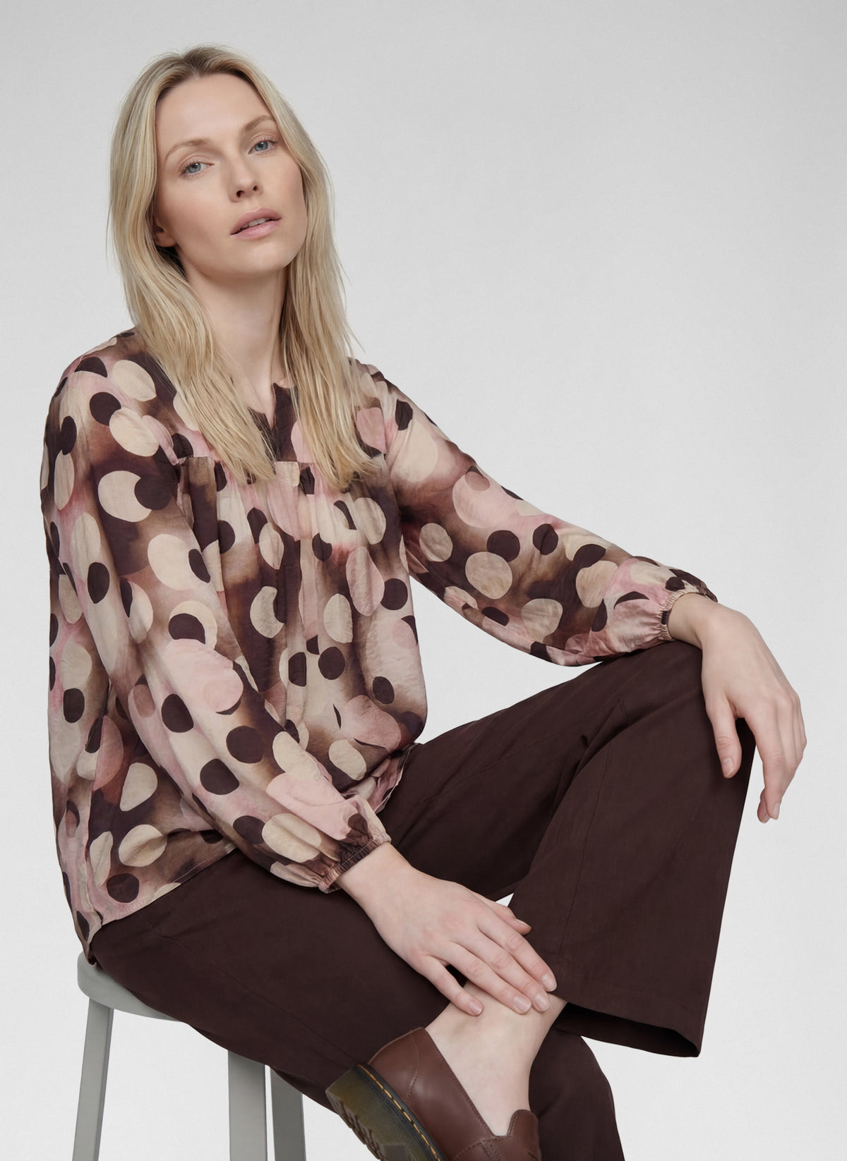 RABE Print V Neck Blouse