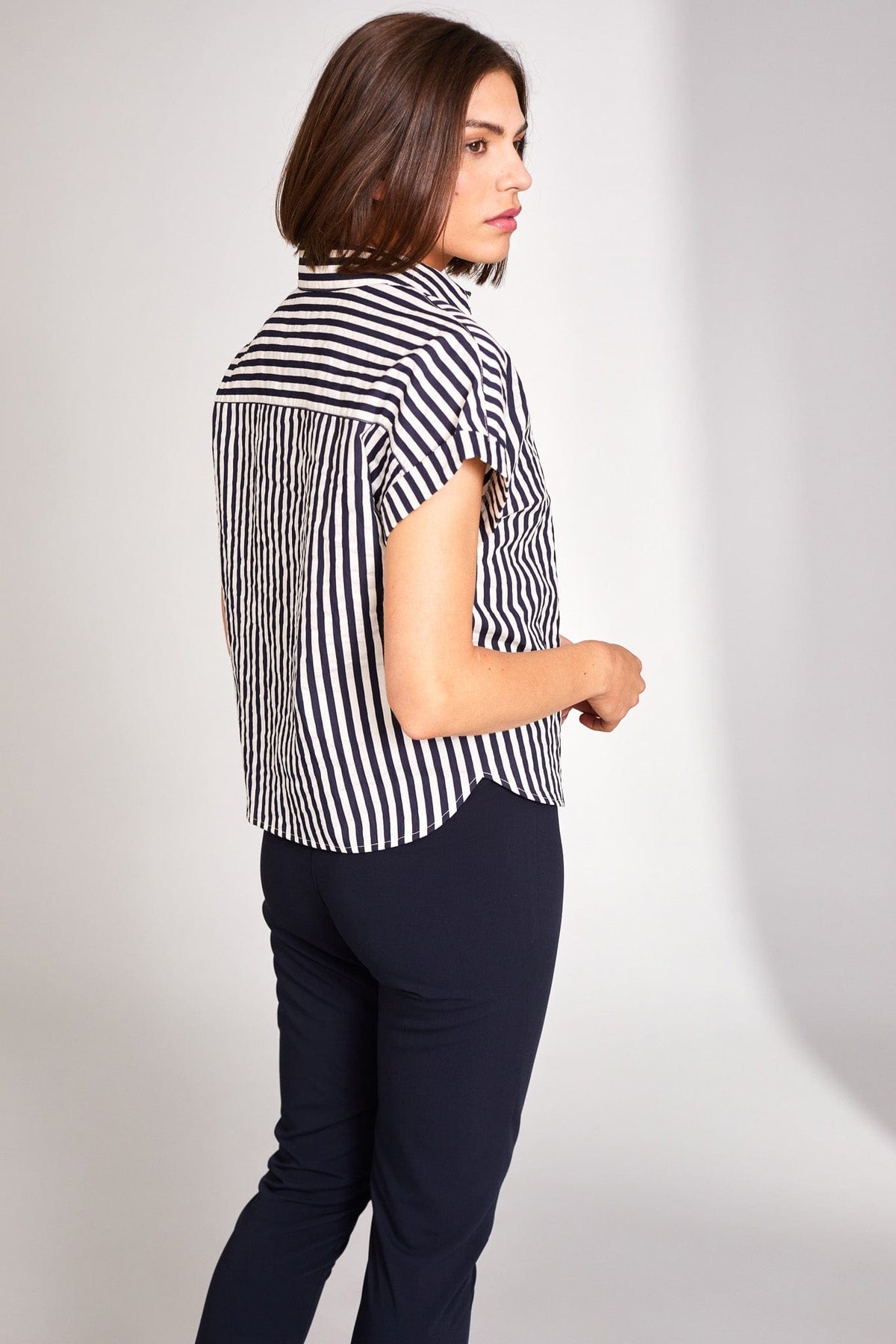 Peruzzi Cap Sleeve Stripe Shirt
