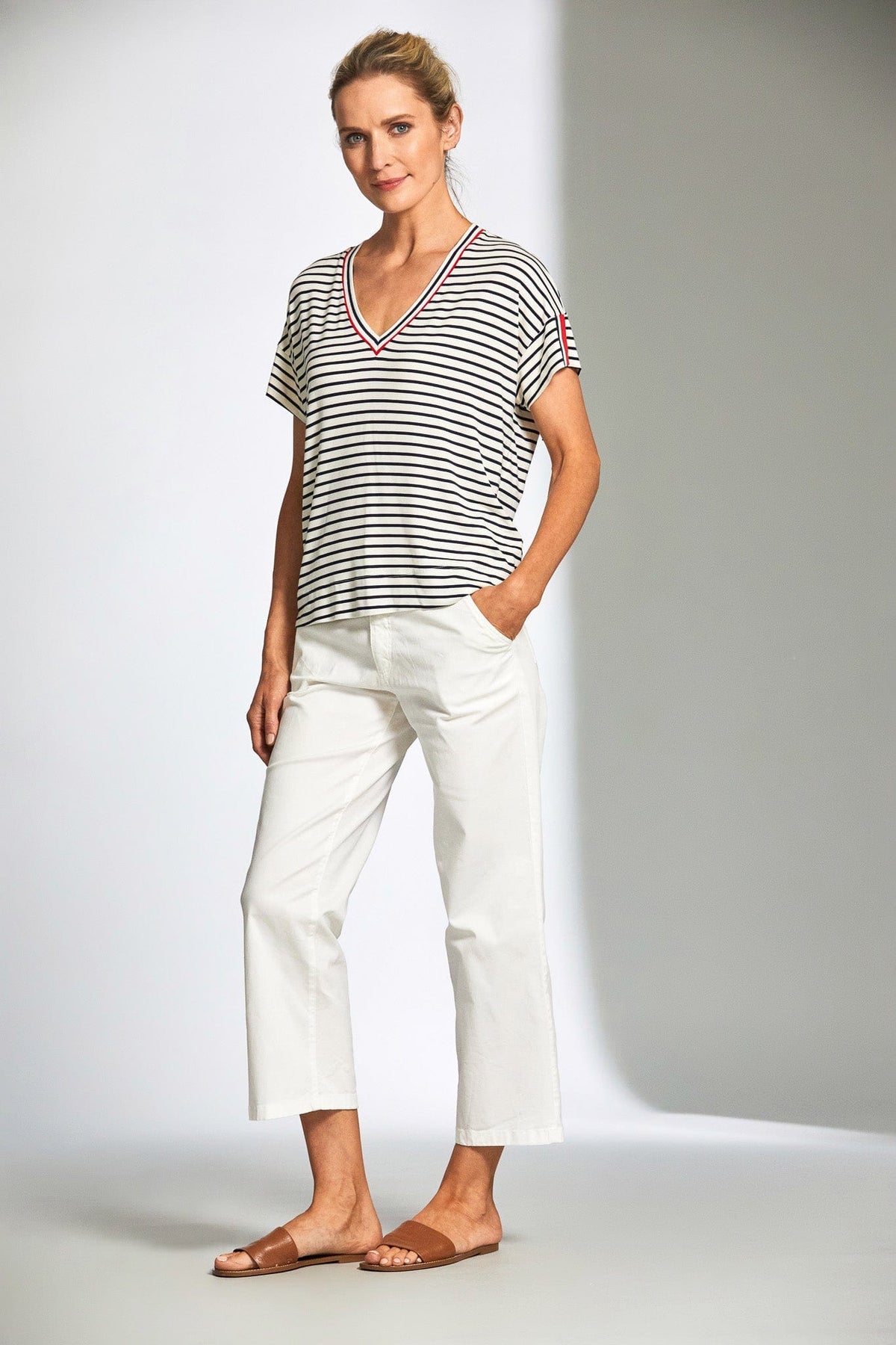 PERUZZI Stripe V-Neck Top