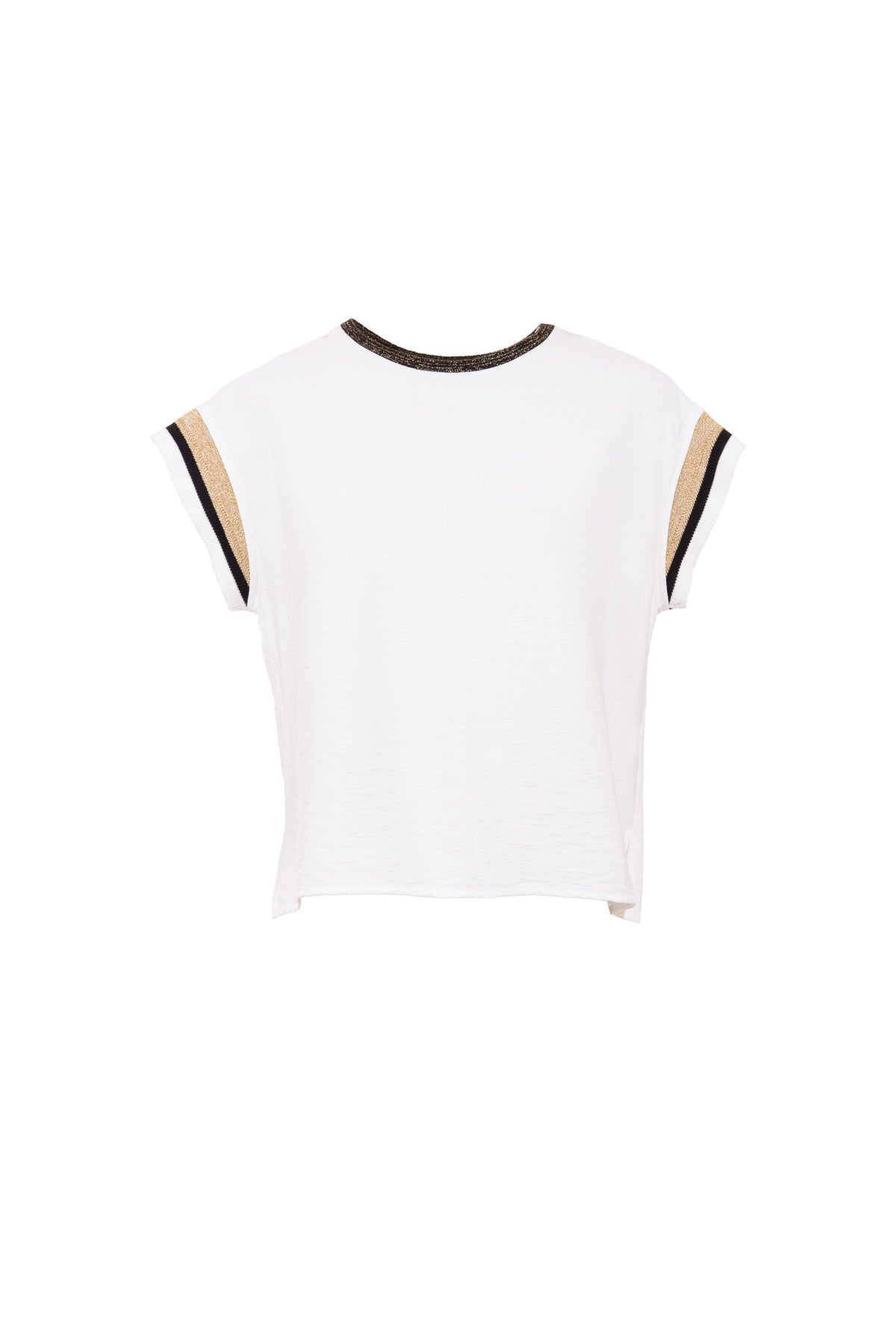 PERUZZI Metallic Contrast Sleeve Top