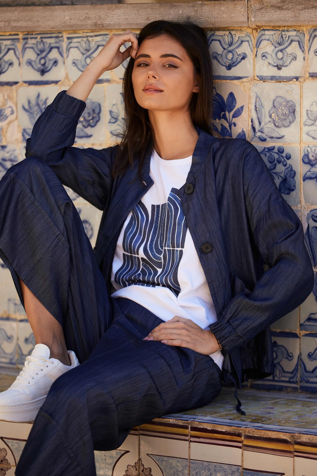 PERUZZI Line Print T-Shirt