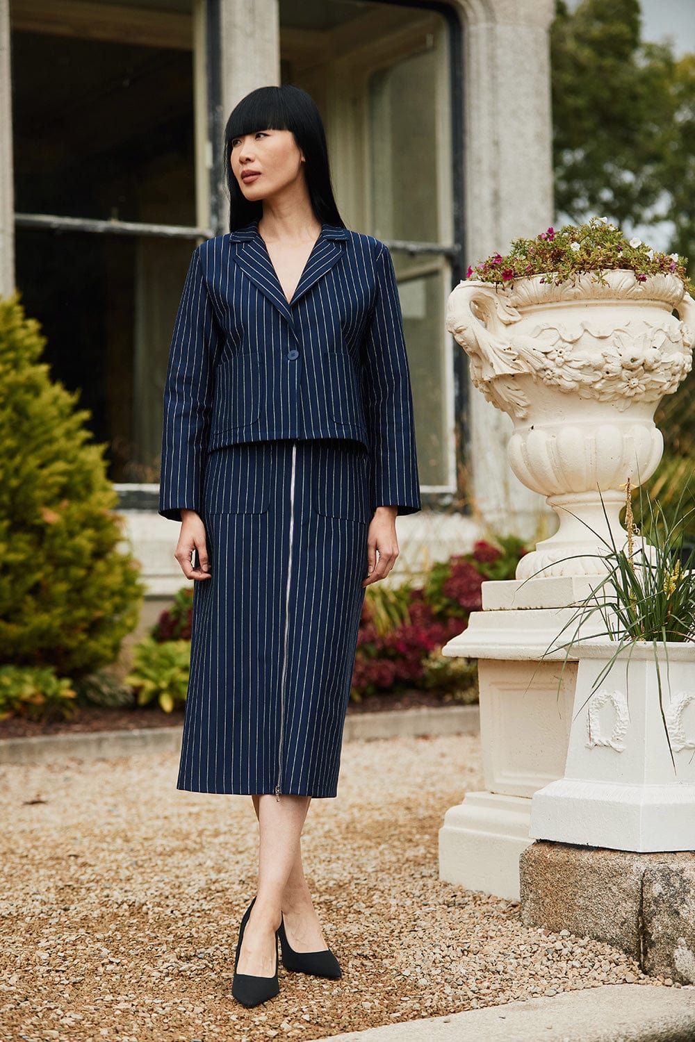 PERUZZI Pinstripe Zip Skirt – Choice Boutique