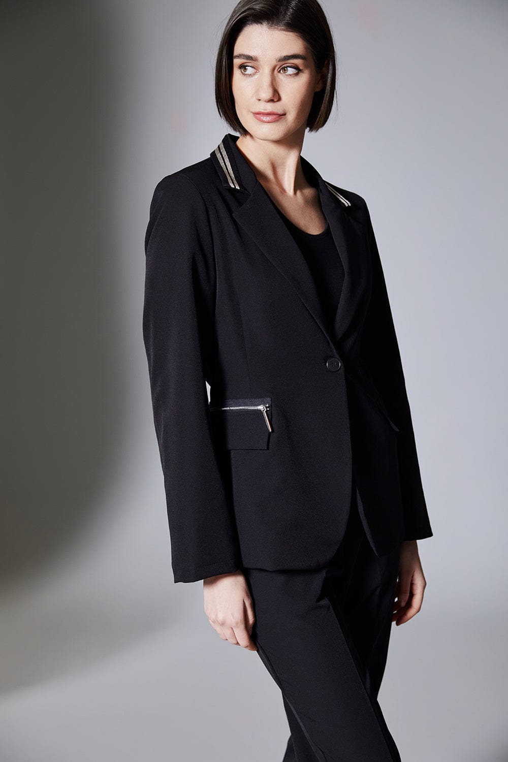 PERUZZI Stripe Trim Blazer