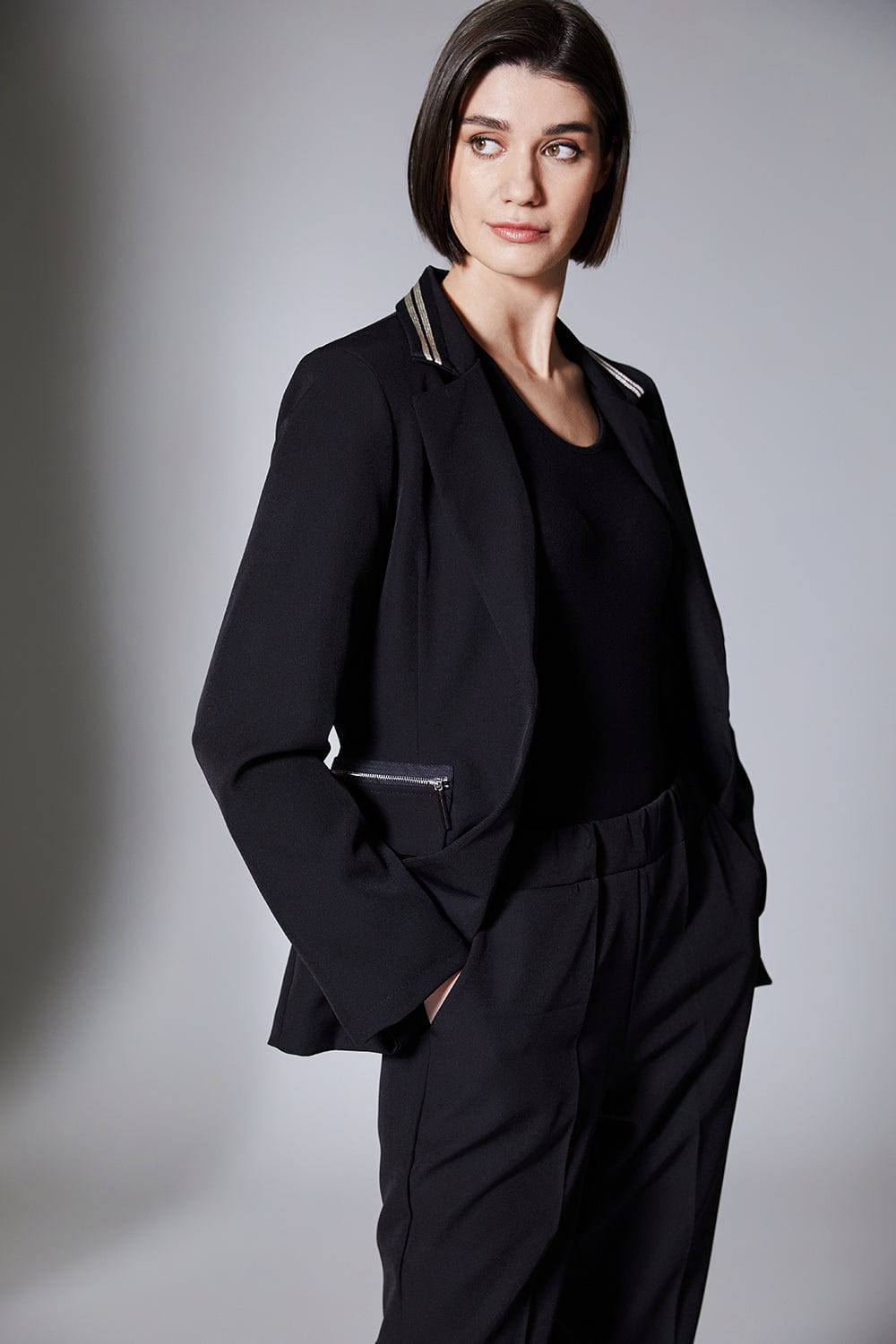 PERUZZI Stripe Trim Blazer