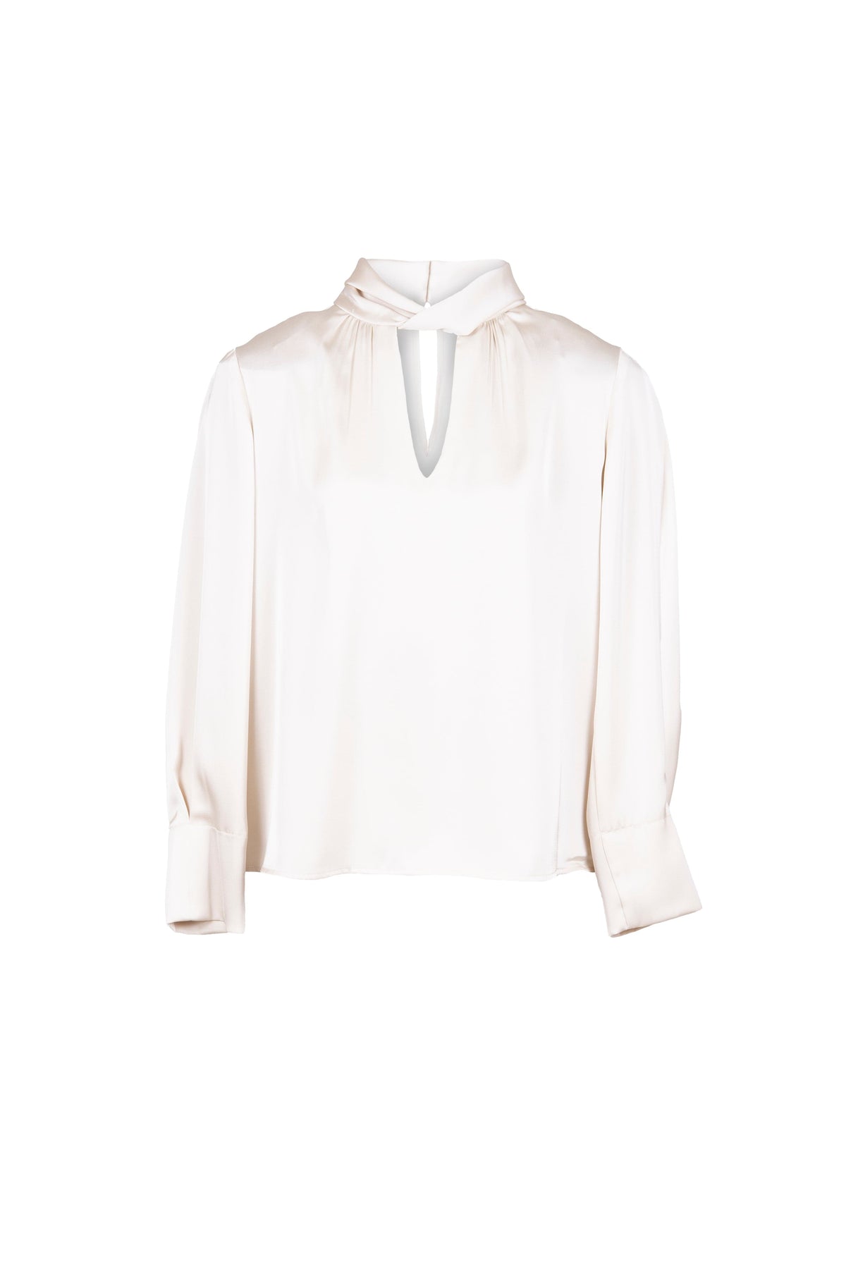 PERUZZI Long Sleeve Twist Neck Blouse