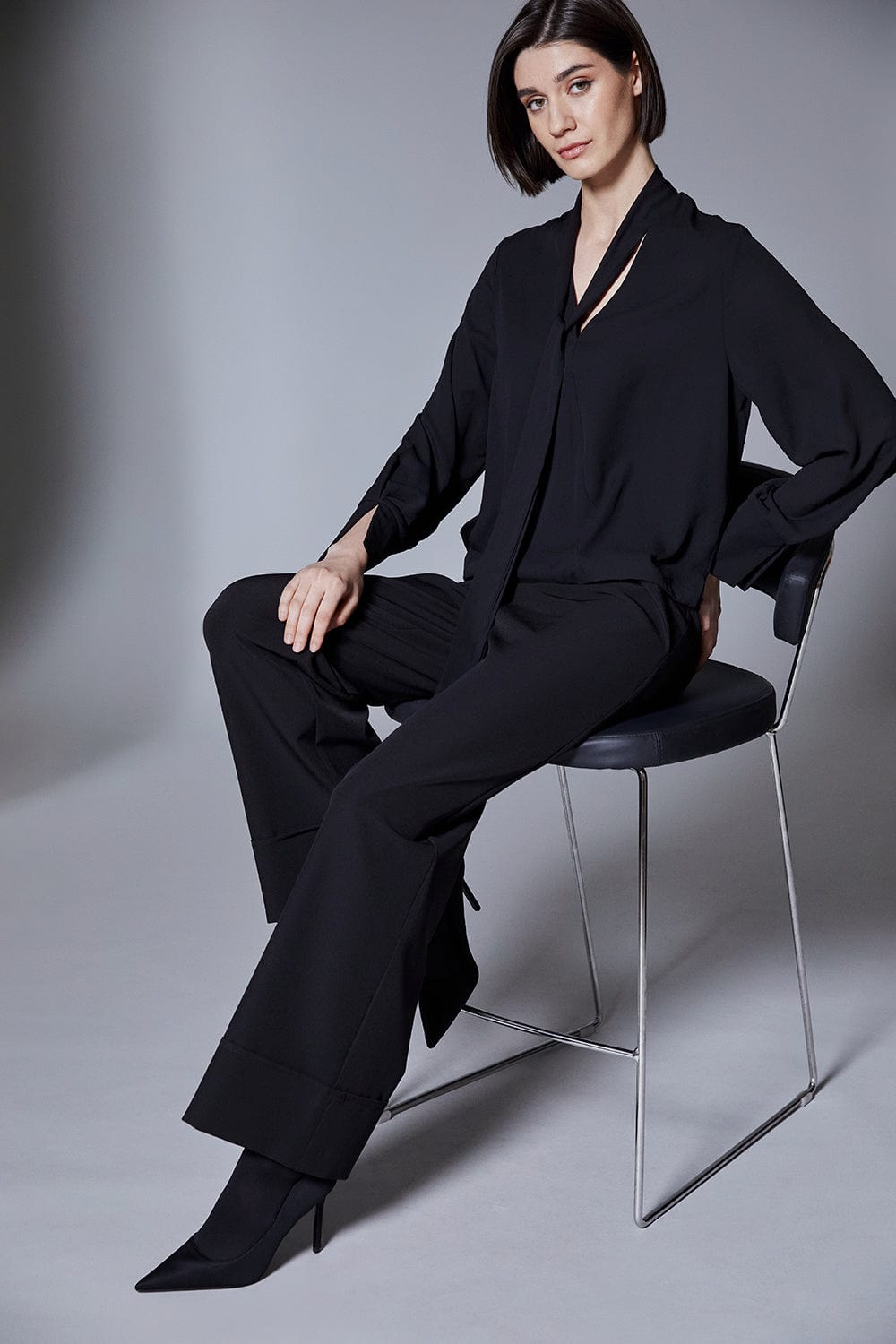 PERUZZI Cocktail Sparkle Blouse With Detachable Scarf