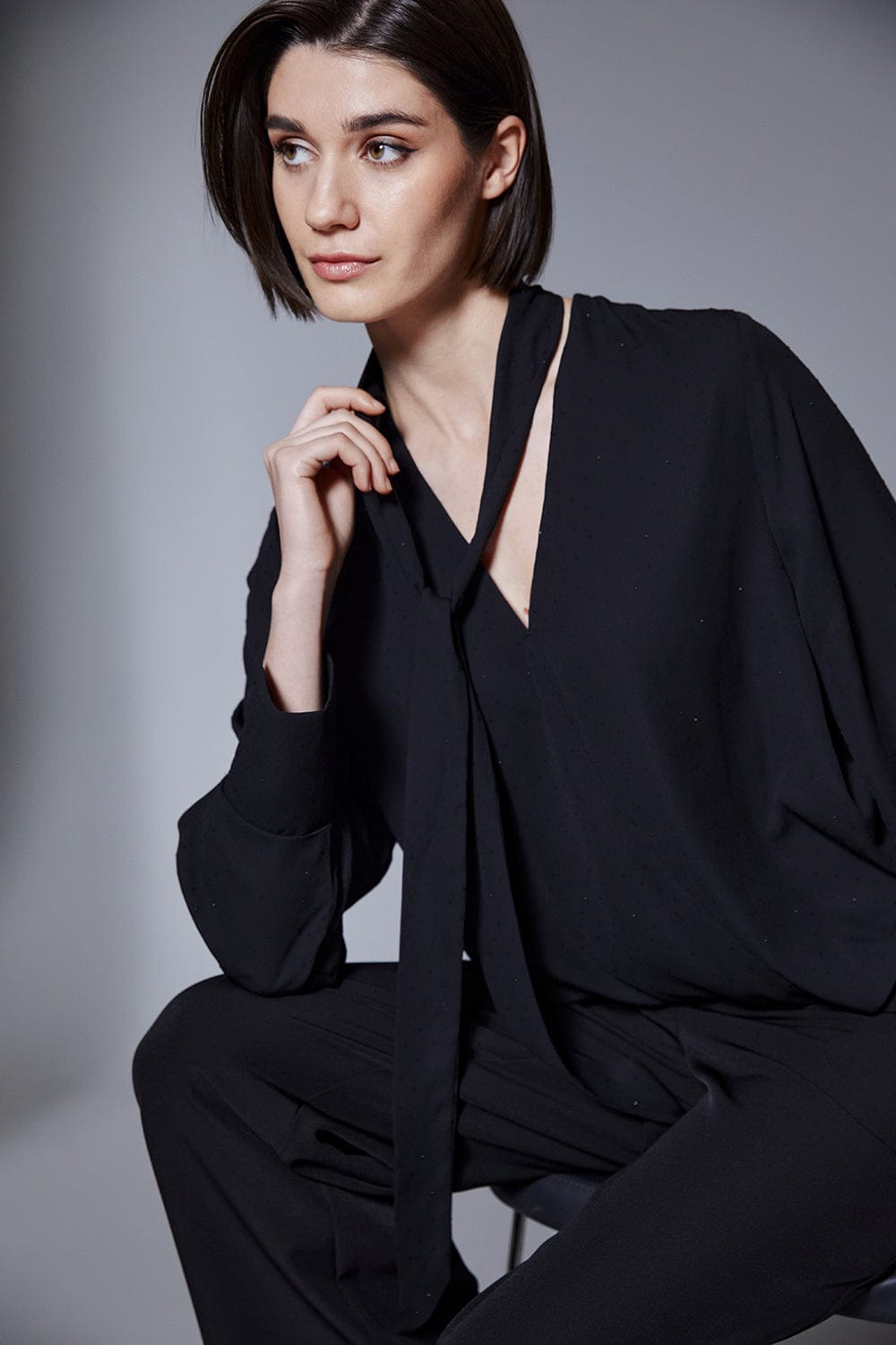 PERUZZI Cocktail Sparkle Blouse With Detachable Scarf
