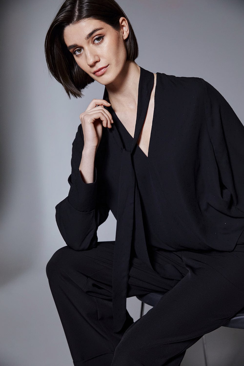 PERUZZI Cocktail Sparkle Blouse With Detachable Scarf