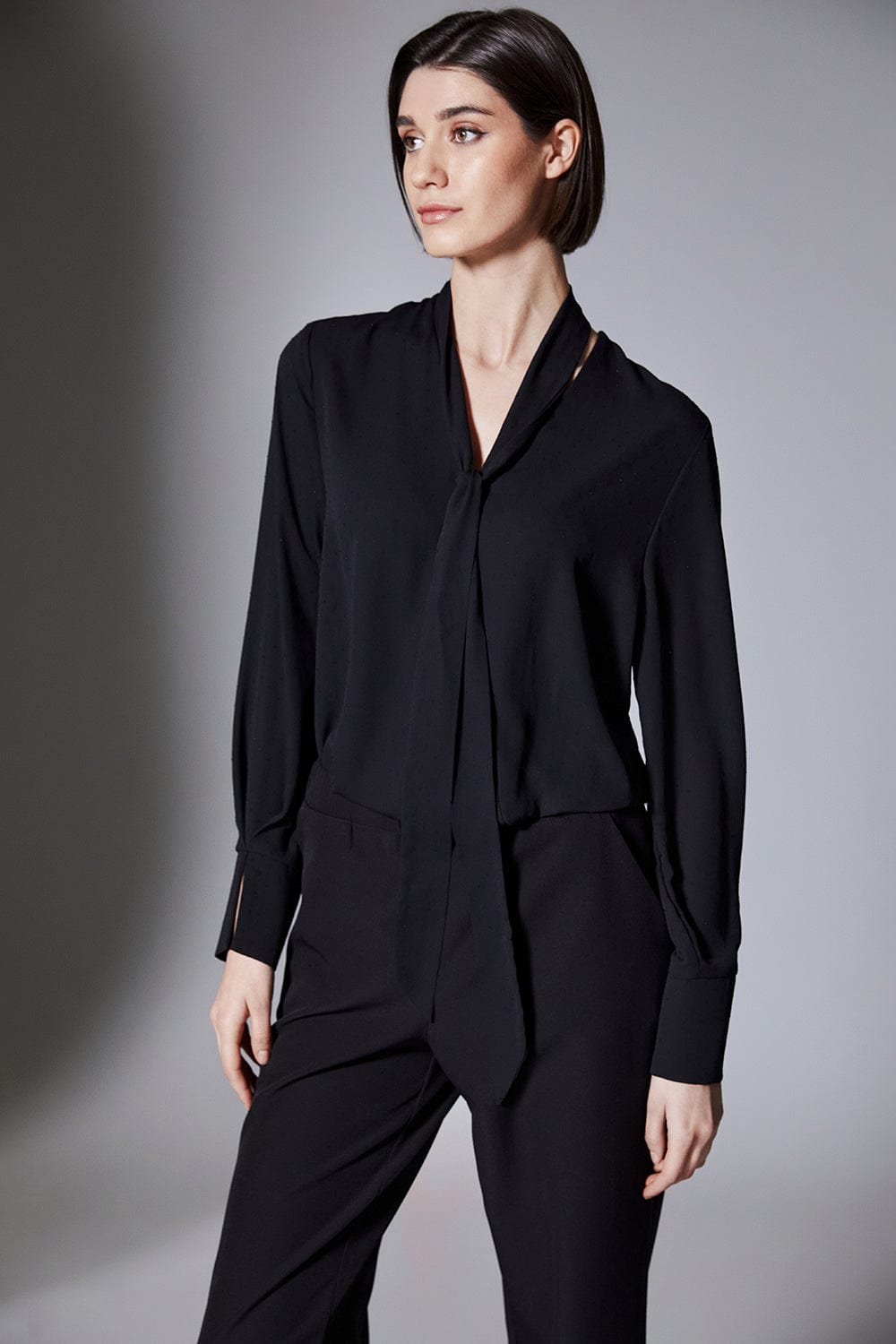 PERUZZI Cocktail Sparkle Blouse With Detachable Scarf