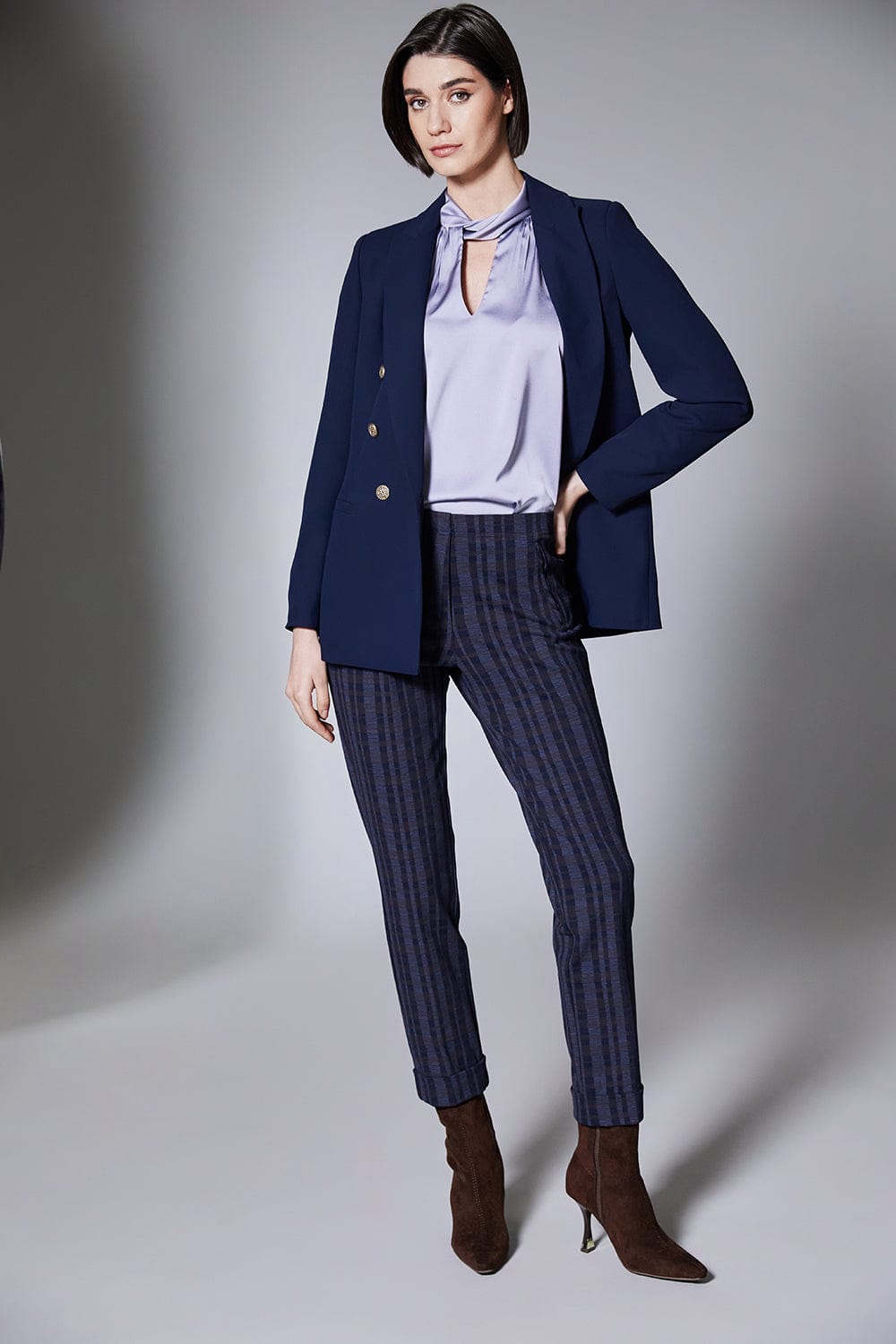 PERUZZI Wide Check Turn Up Trouser