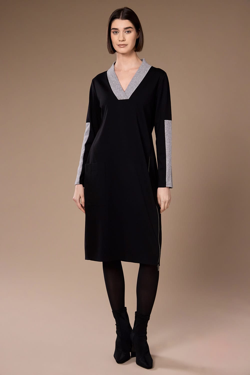 Peruzzi Two Tone V-Neck Dress