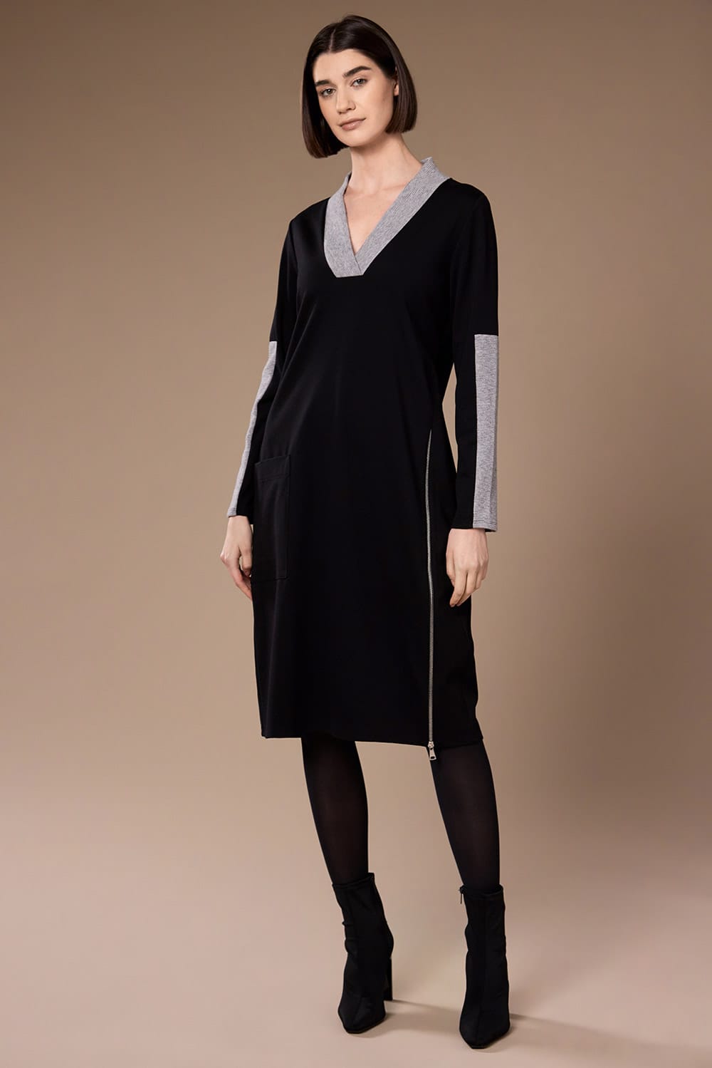 Peruzzi Two Tone V-Neck Dress