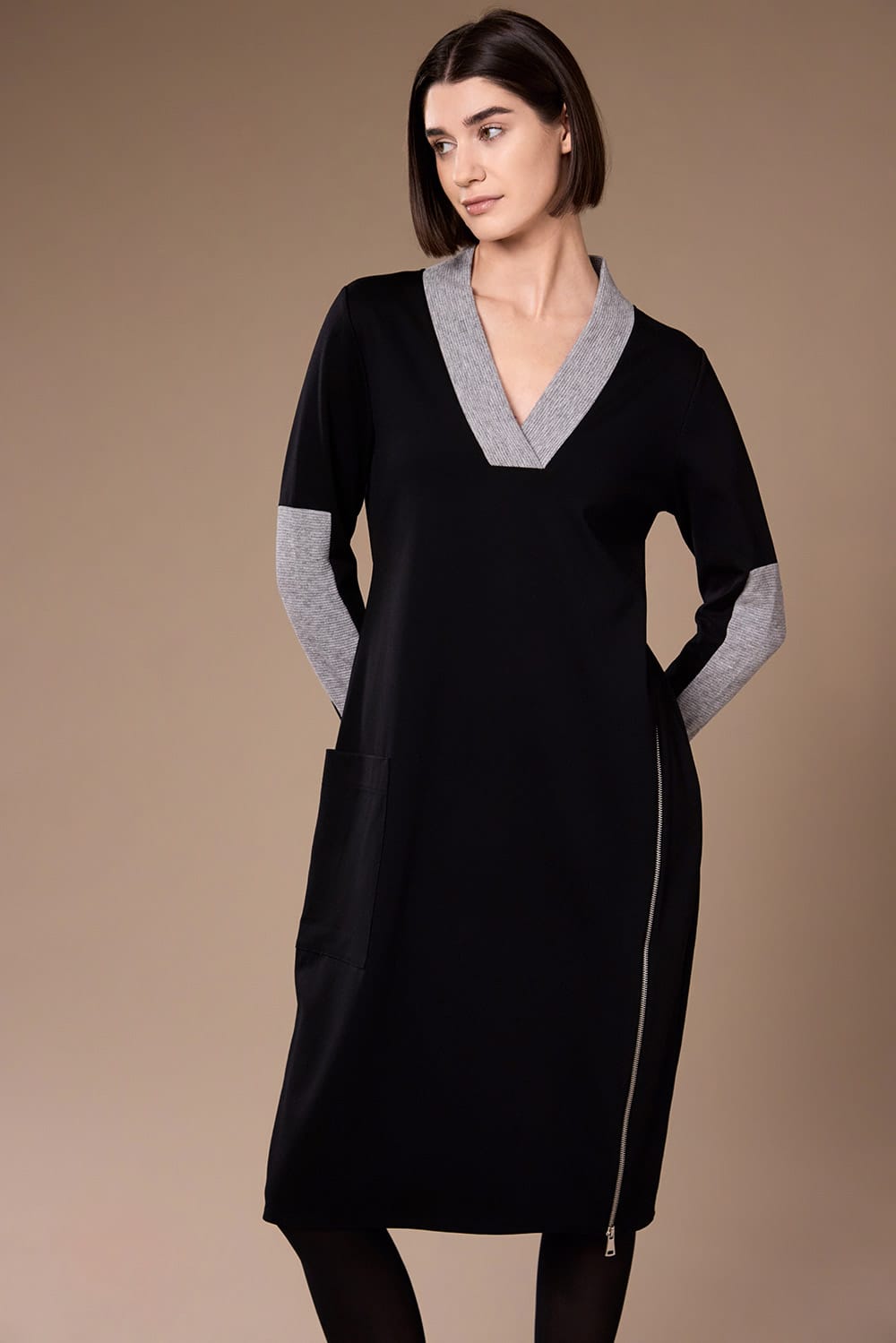 Peruzzi Two Tone V-Neck Dress