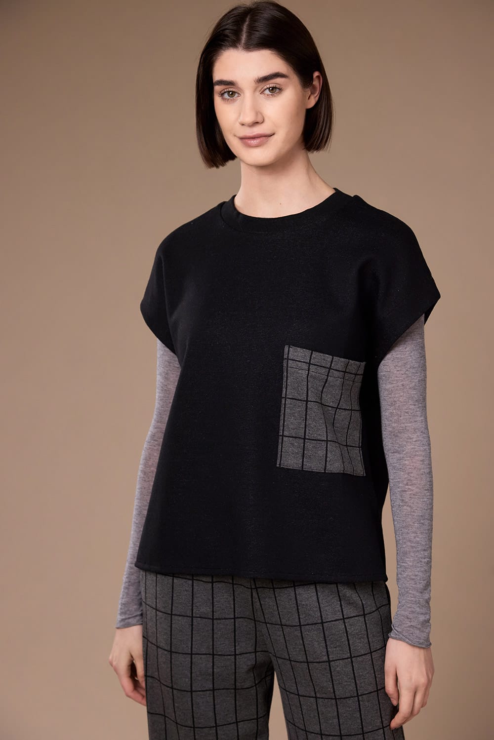 Peruzzi Check Pocket Top
