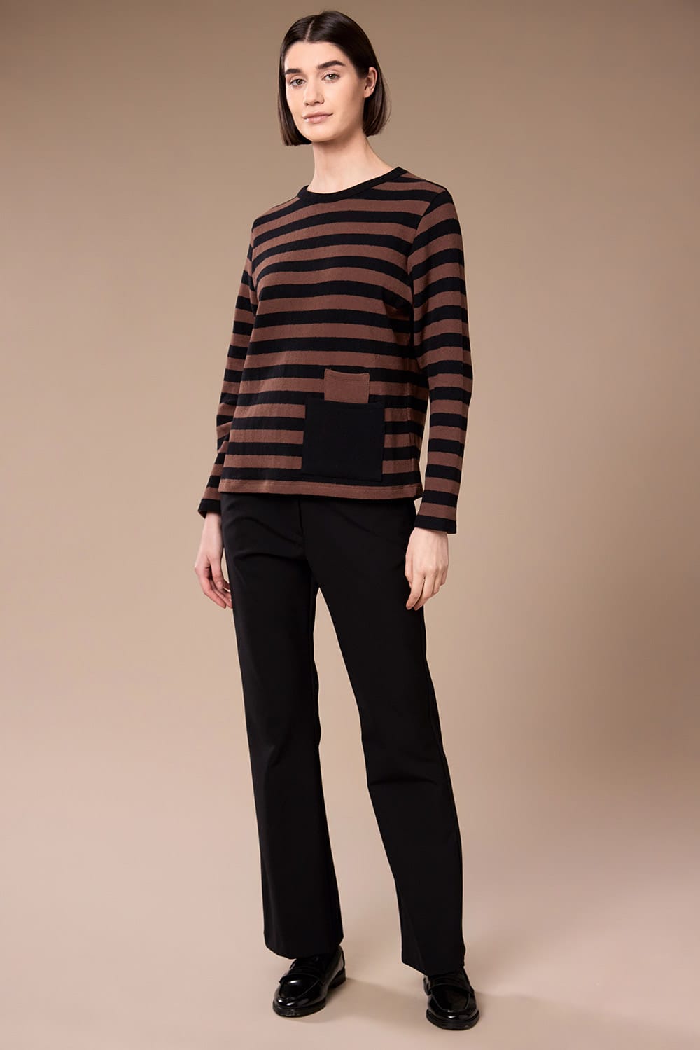 Peruzzi Stripe Pocket Fleece Top