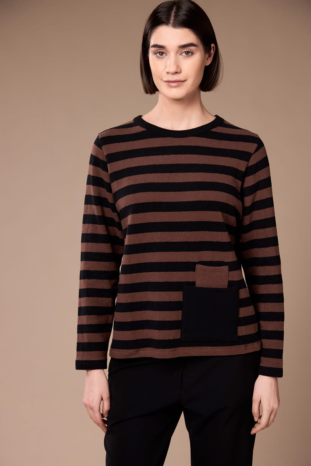 Peruzzi Stripe Pocket Fleece Top