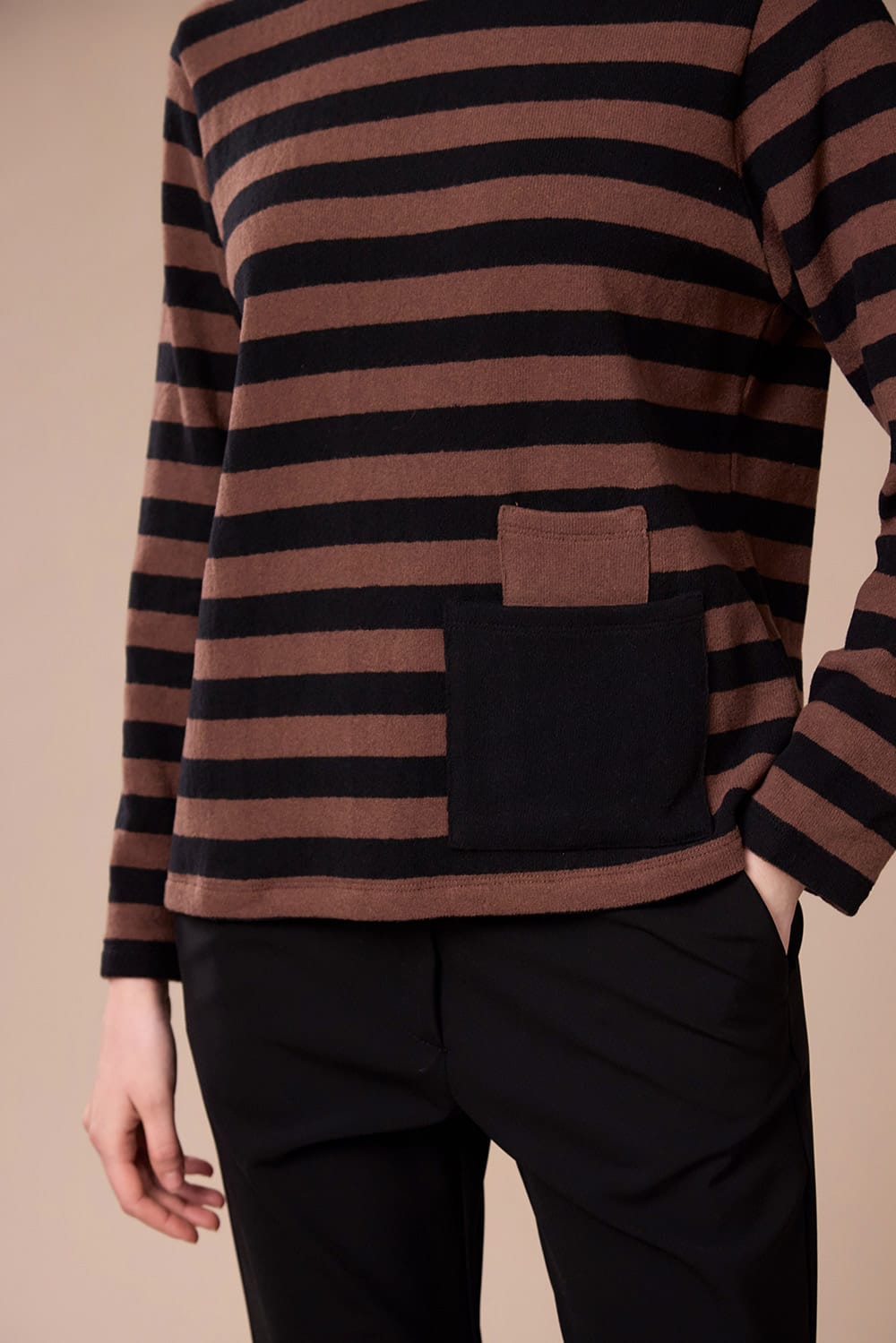 Peruzzi Stripe Pocket Fleece Top