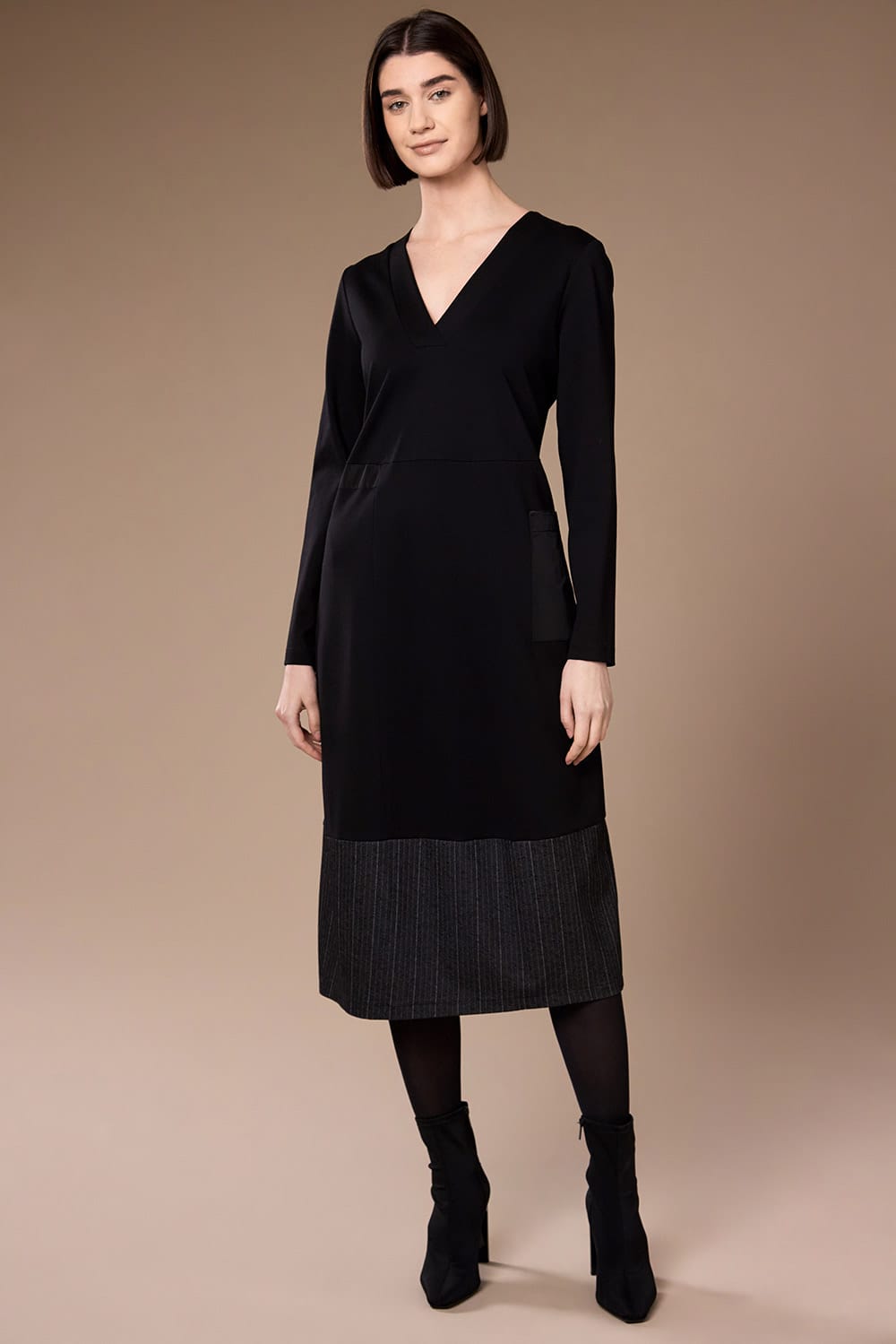 Peruzzi Herringbone Trim Dress