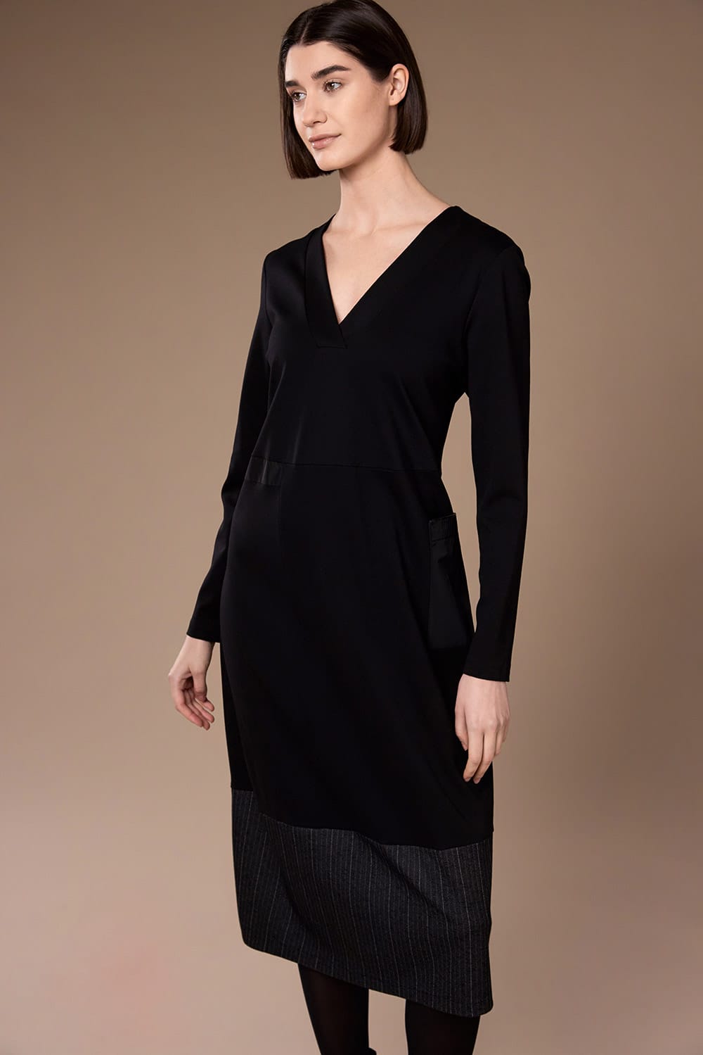Peruzzi Herringbone Trim Dress