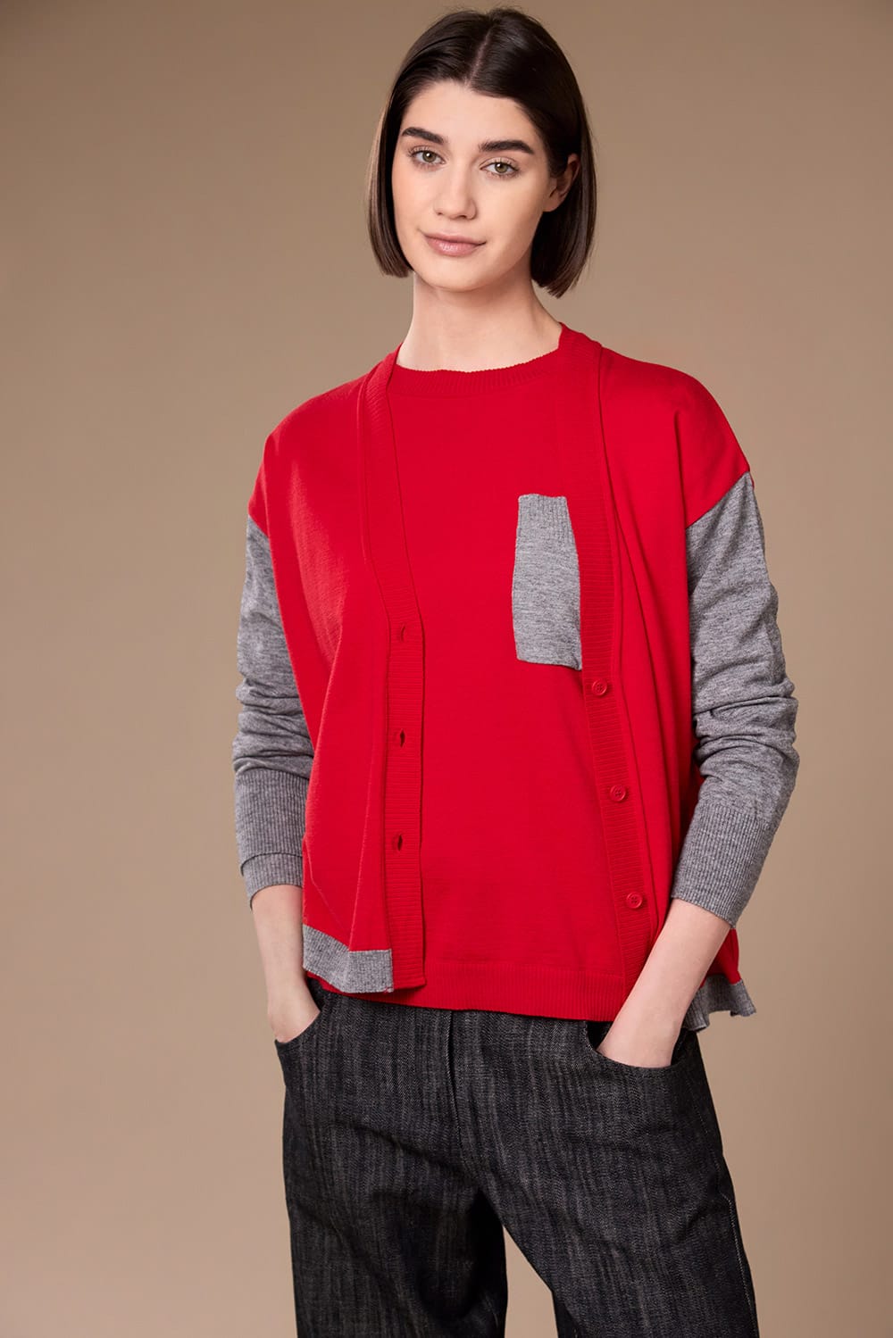 Peruzzi Two Tone Cardigan