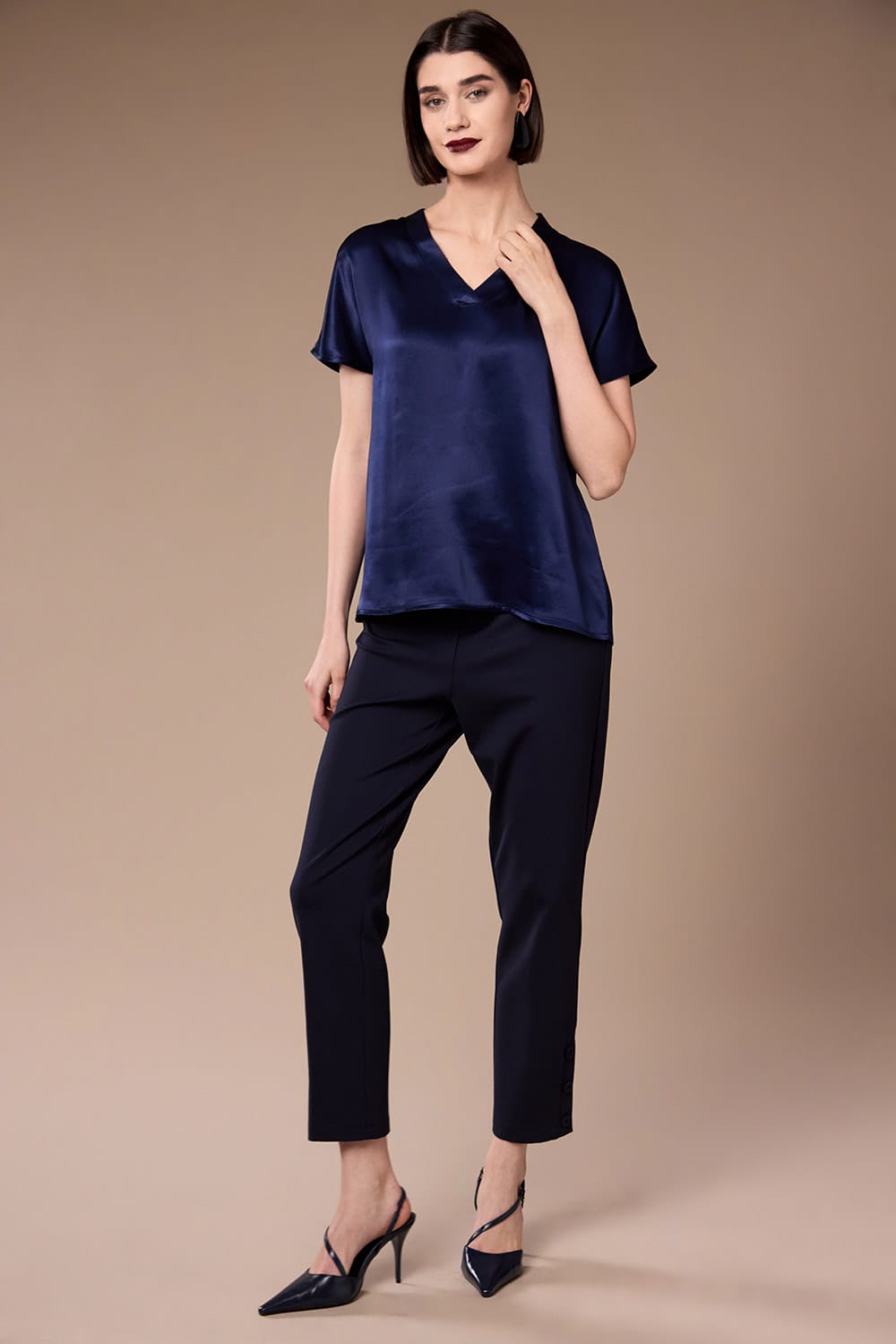 Peruzzi V-Neck Satin Top