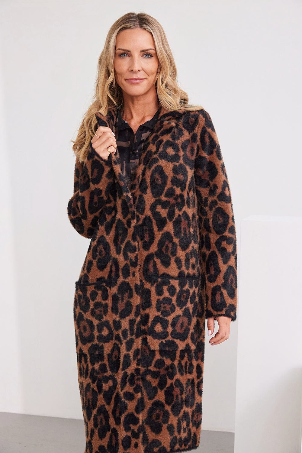 Kartner, Leopard Print Coatigan
