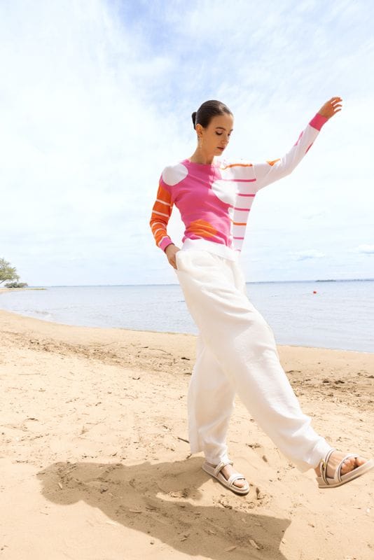 Alison Sheri Circle and Stripe Knit