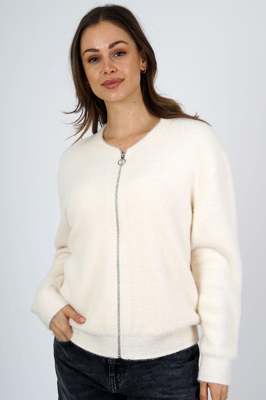 Kartner Zip Textured Cardigan