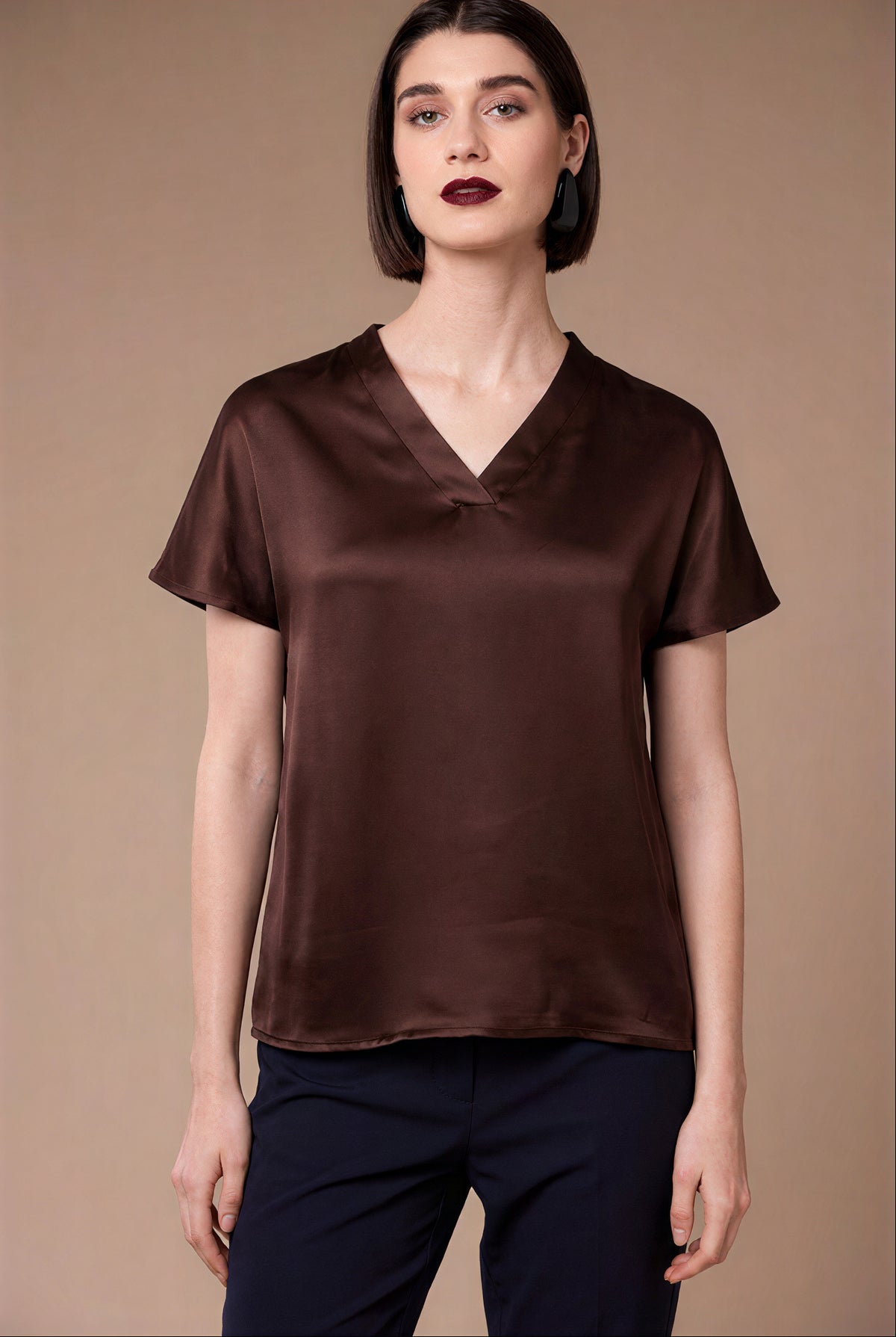 Peruzzi V-Neck Satin Top
