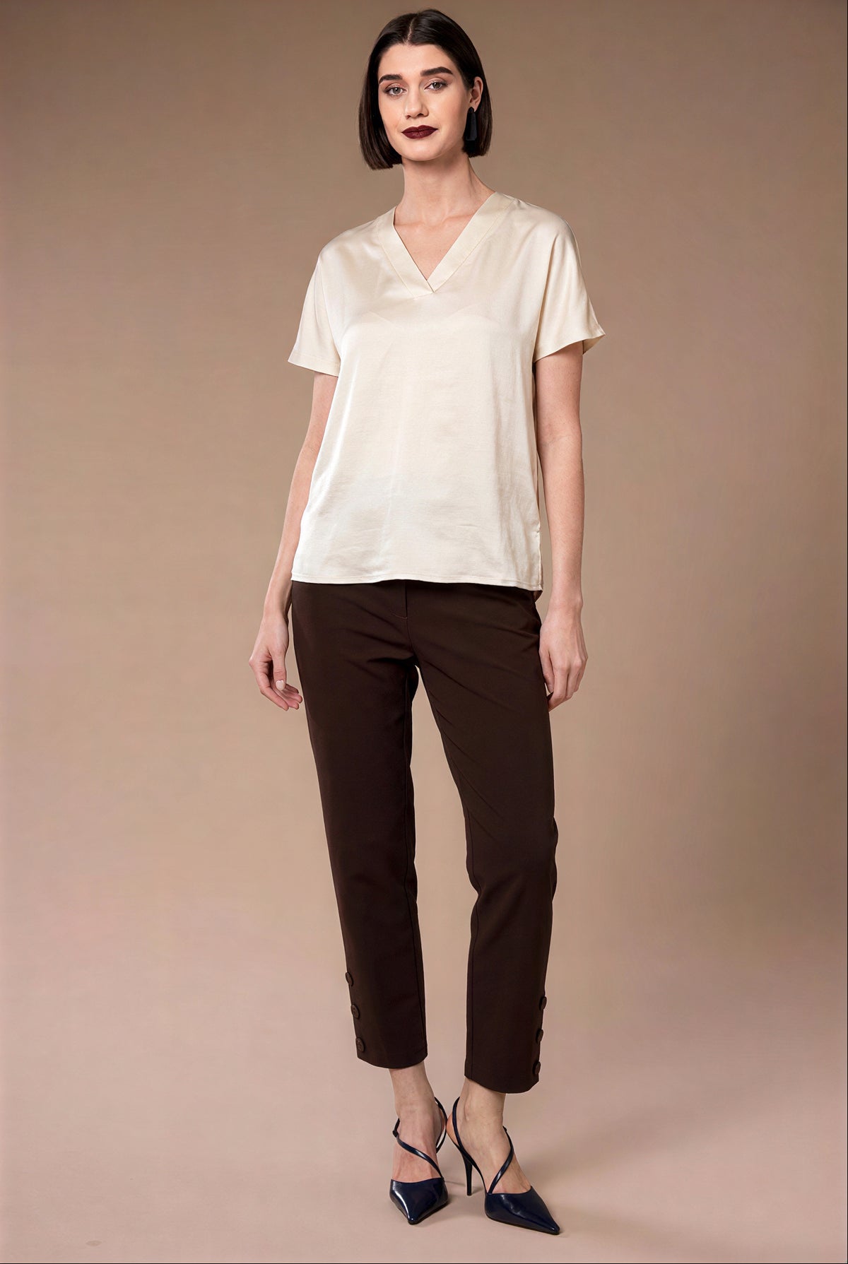 Peruzzi V-Neck Satin Top