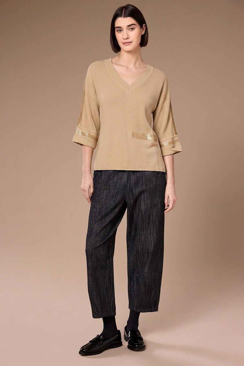 Peruzzi Pleather Trim Knit