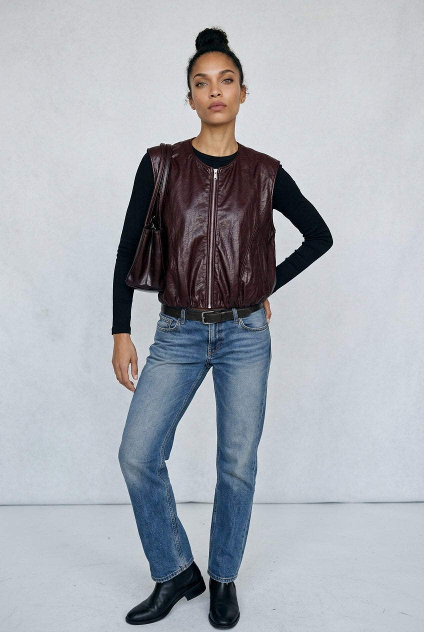 ART Pleather Zip Gilet